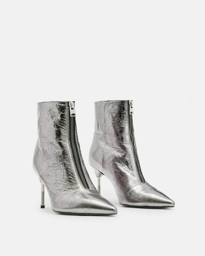 Shop the Natasha Pointed Metallic Leather Boots