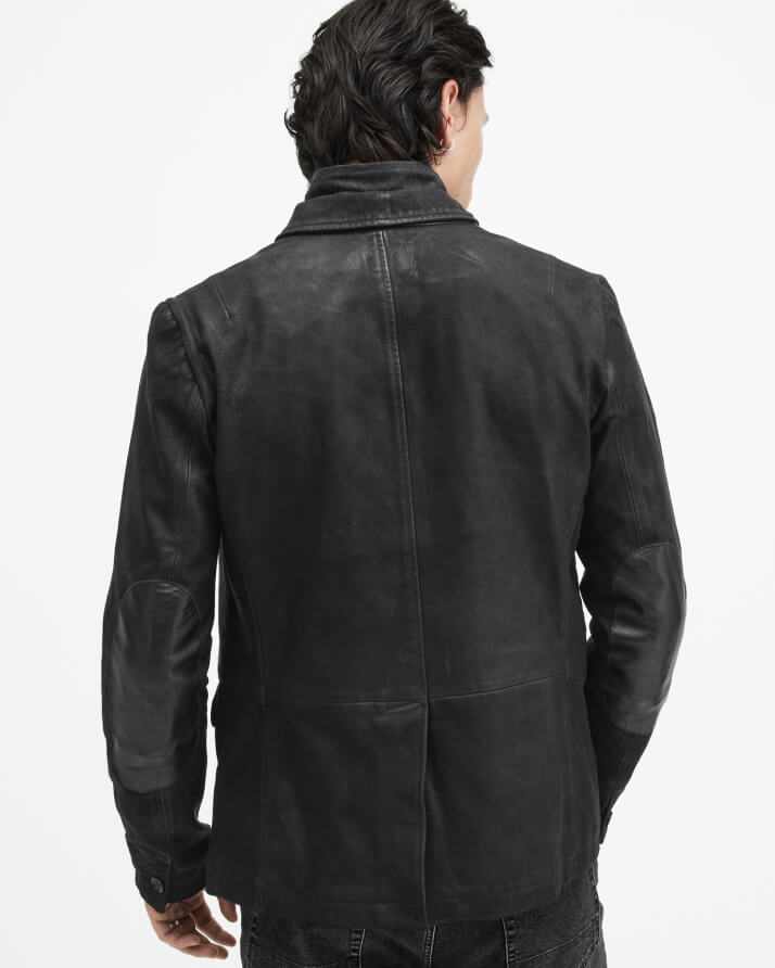 Men's Survey Leather Jacket - Back View