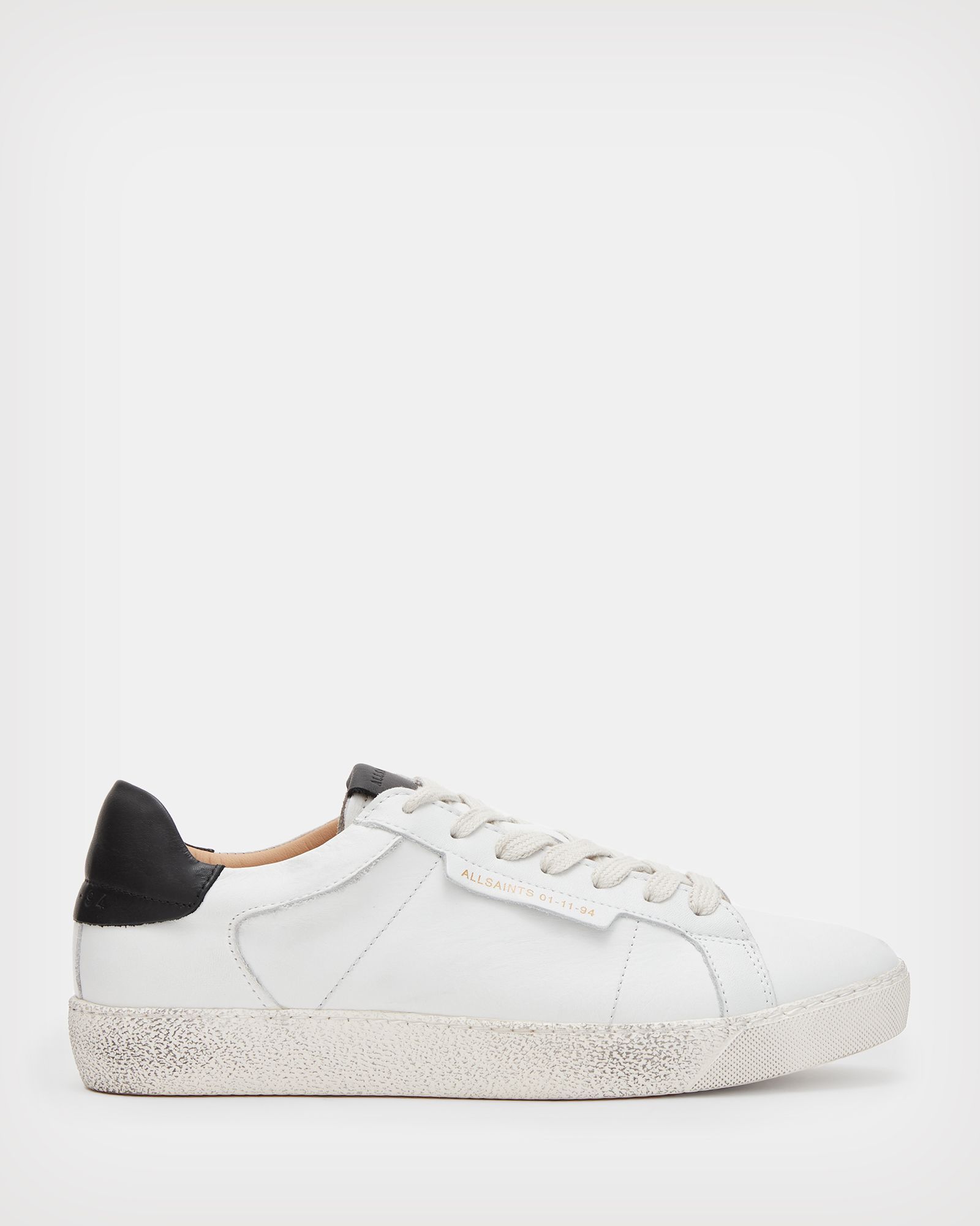 Sheer Leather Low Top Trainers White/Black | ALLSAINTS