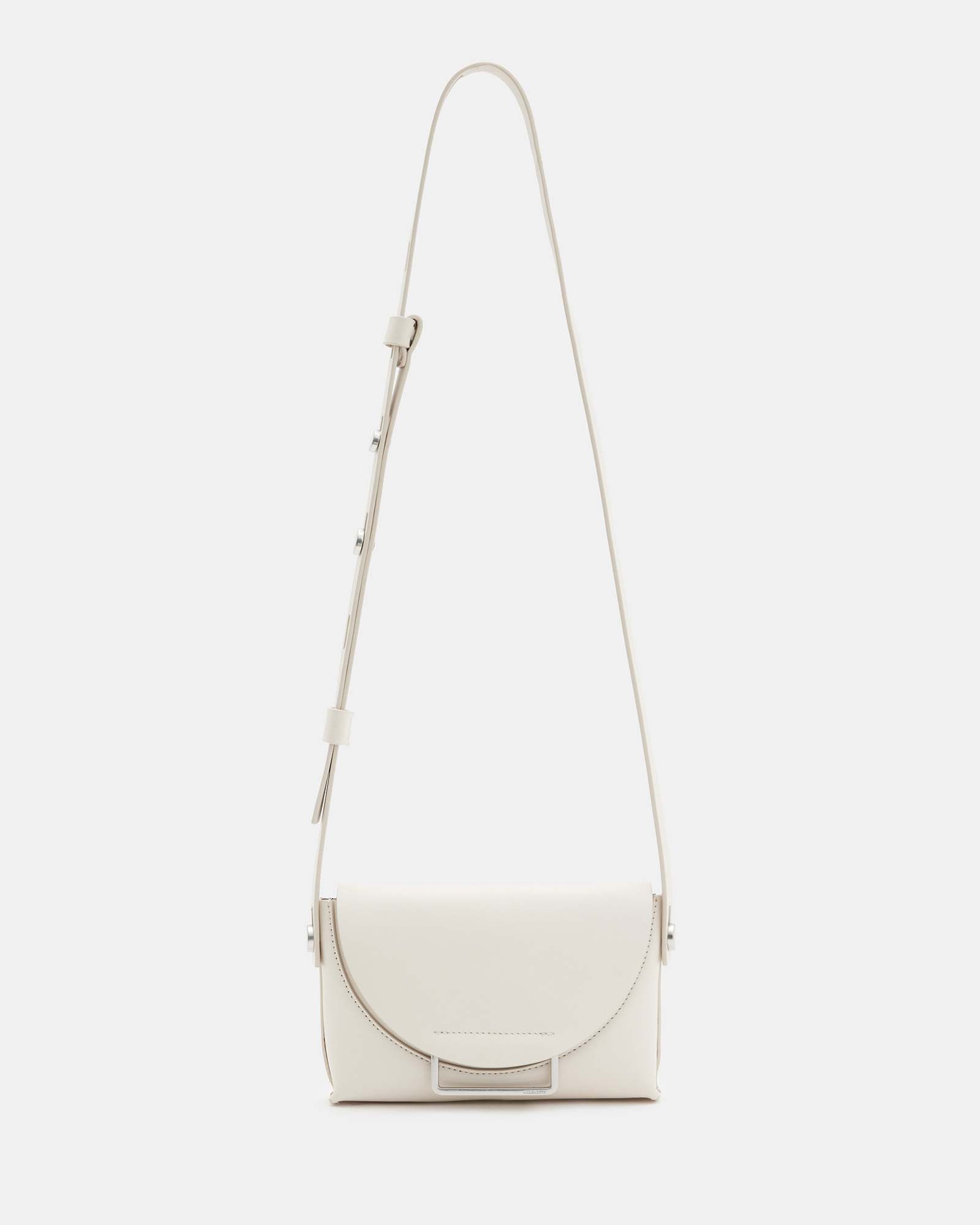 Allsaints Francine Leather Crossbody Bag In Desert White