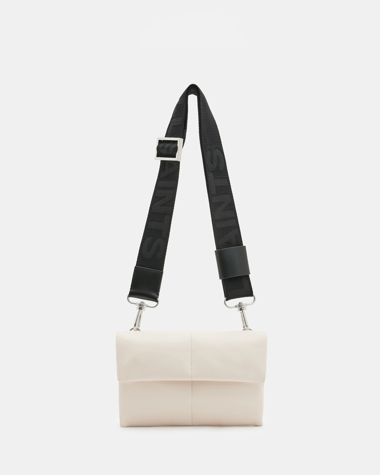 AllSaints Ezra Quilted Leather Crossbody Bag,, Desert White