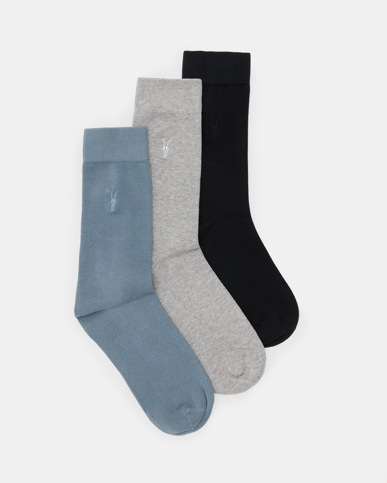 Adan Ramskull Embroidered Socks 3 Pack BLUE/GREY ML/BLK