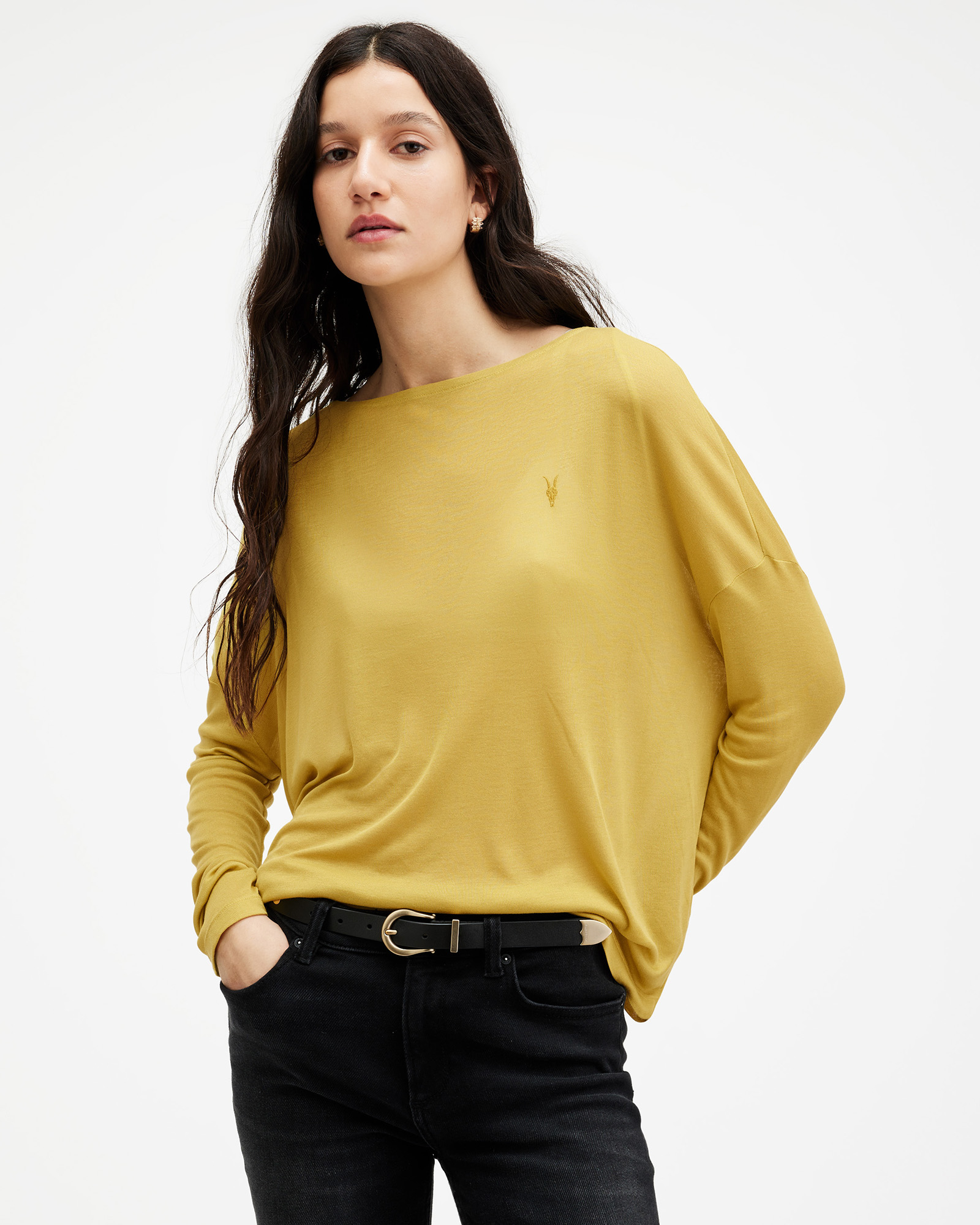 AllSaints Rita Francesco Oversized T-Shirt,, GOLDEN PALM GREEN
