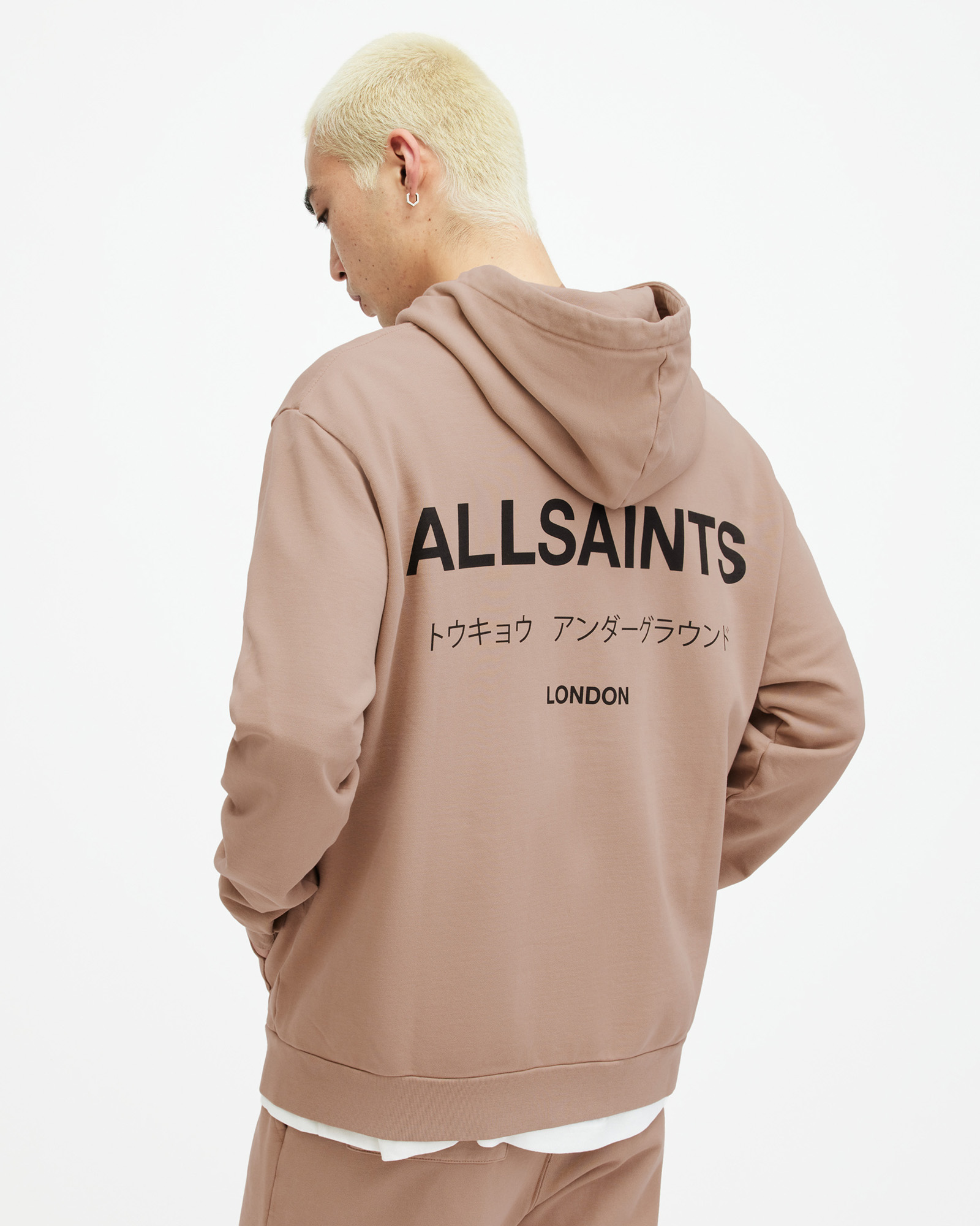 AllSaints Underground Pullover Logo Hoodie