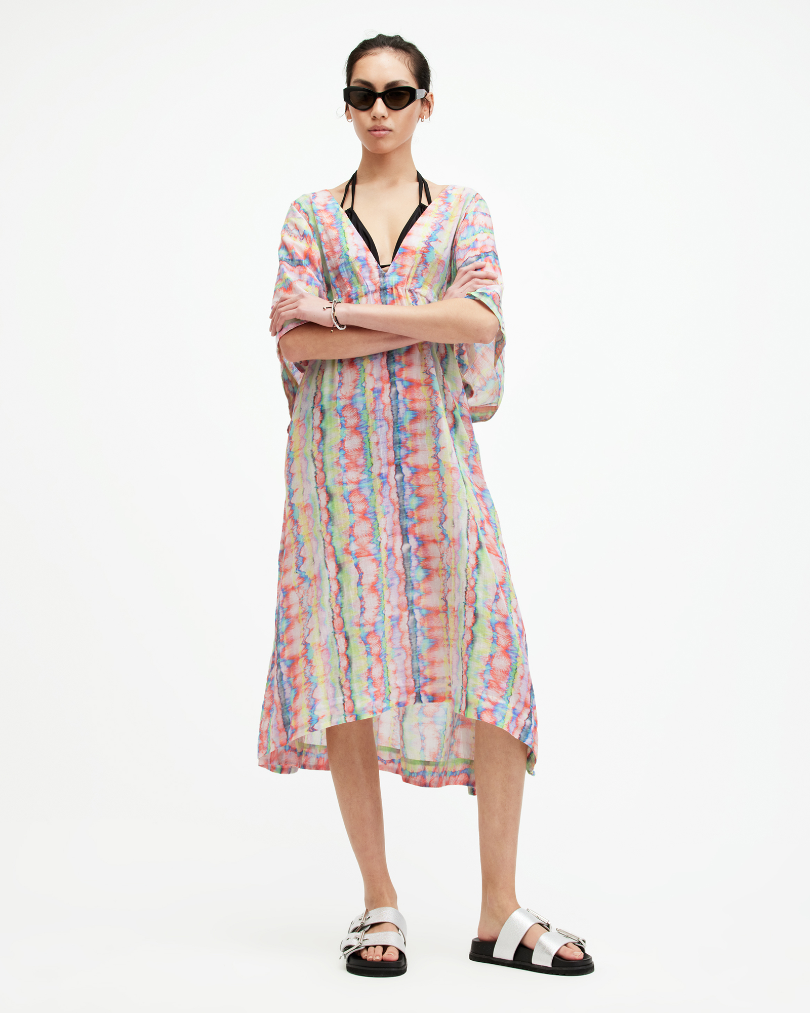 AllSaints Lina Melissa Cover Up Dress,, RAINBOW MULTI, Size:
