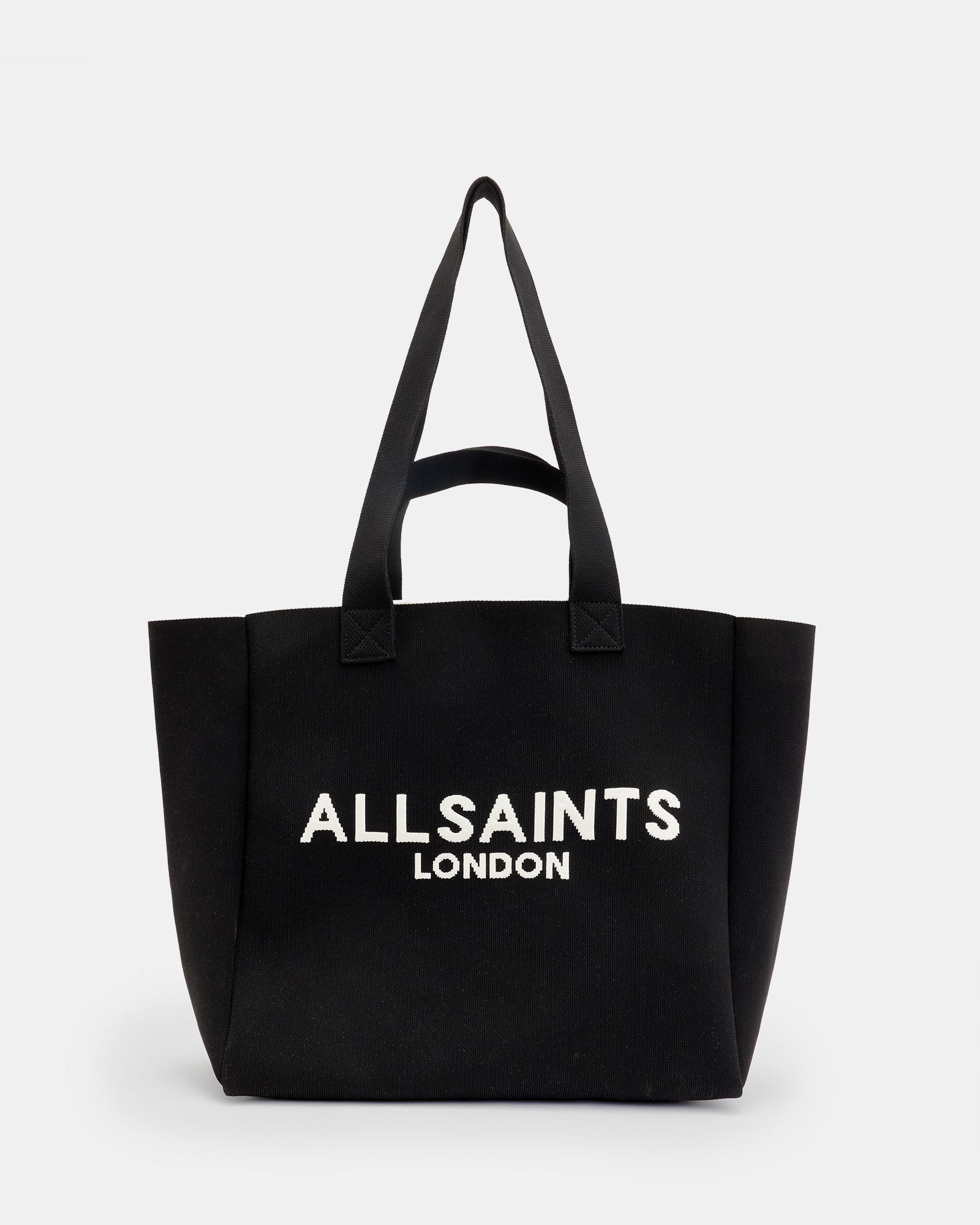 AllSaints Izzy Large Logo Knitted Tote Bag,, Black, Size: One Size