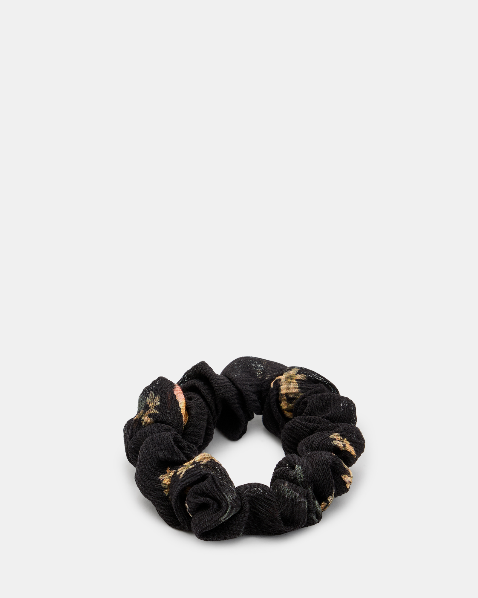 AllSaints Kora Mini Printed Scrunchie,, Black