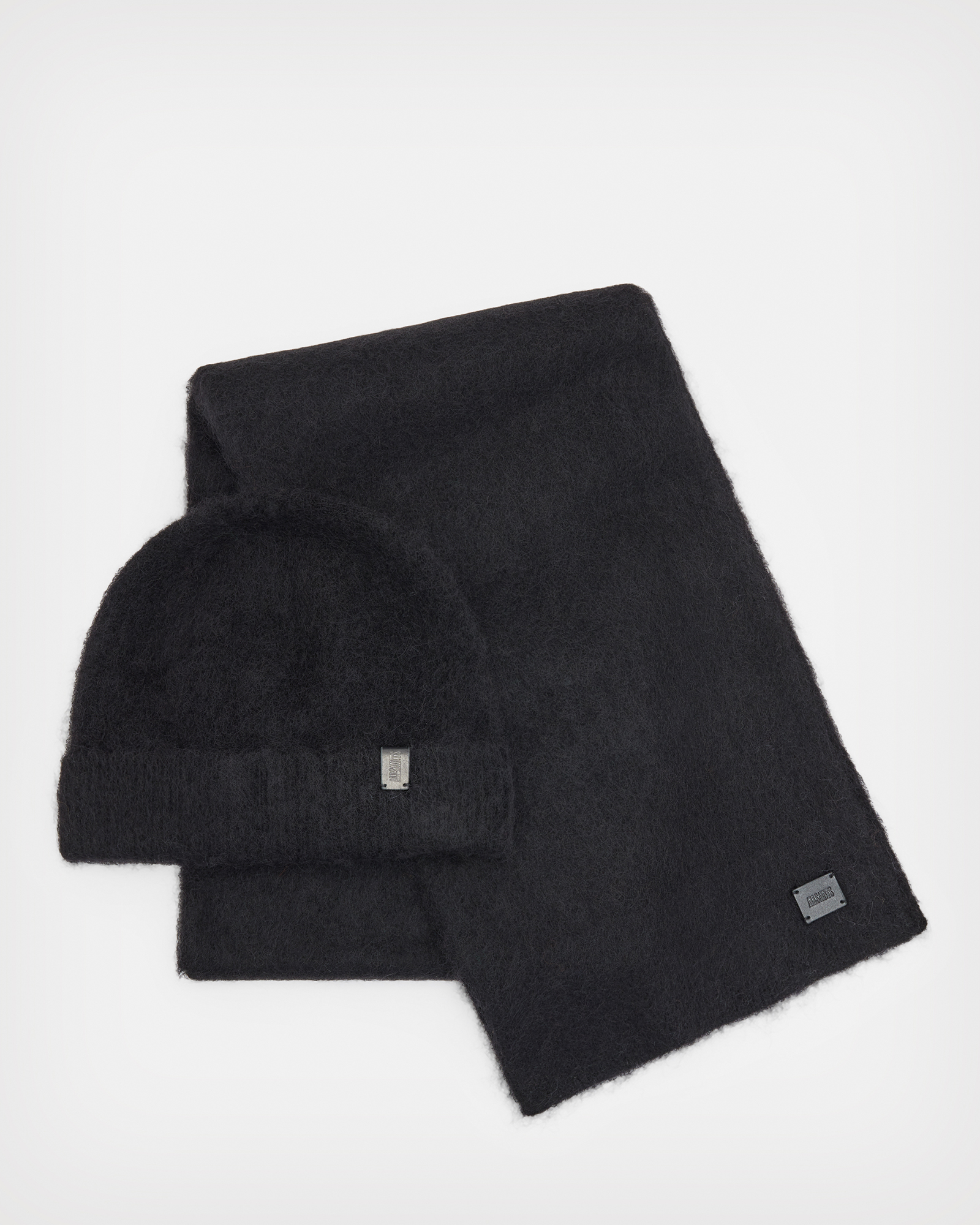 Logan Brushed Beanie and Scarf Gift Set Black