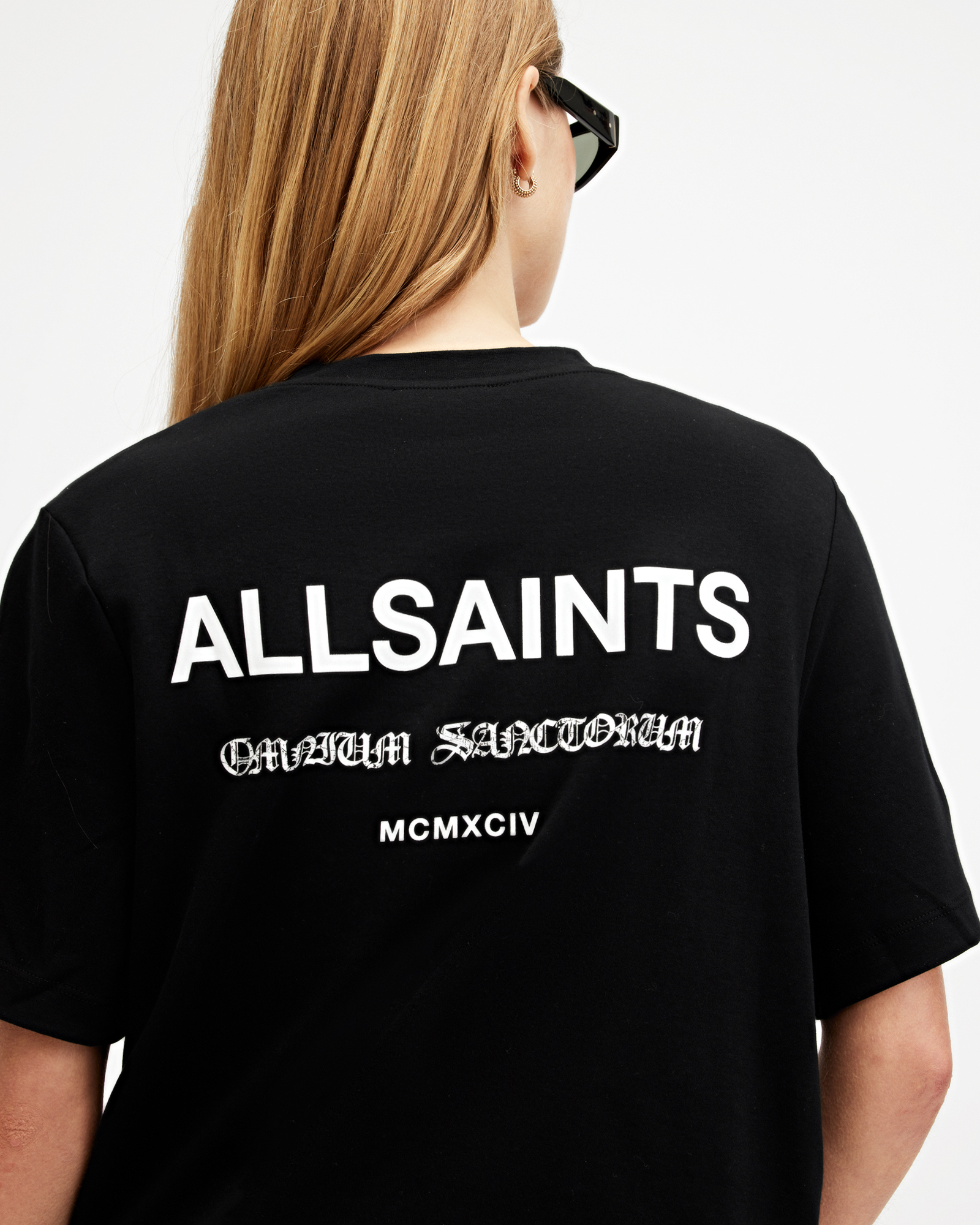 Shop Allsaints Omnium Lisa Boxy Crew Neck T-shirt In Black