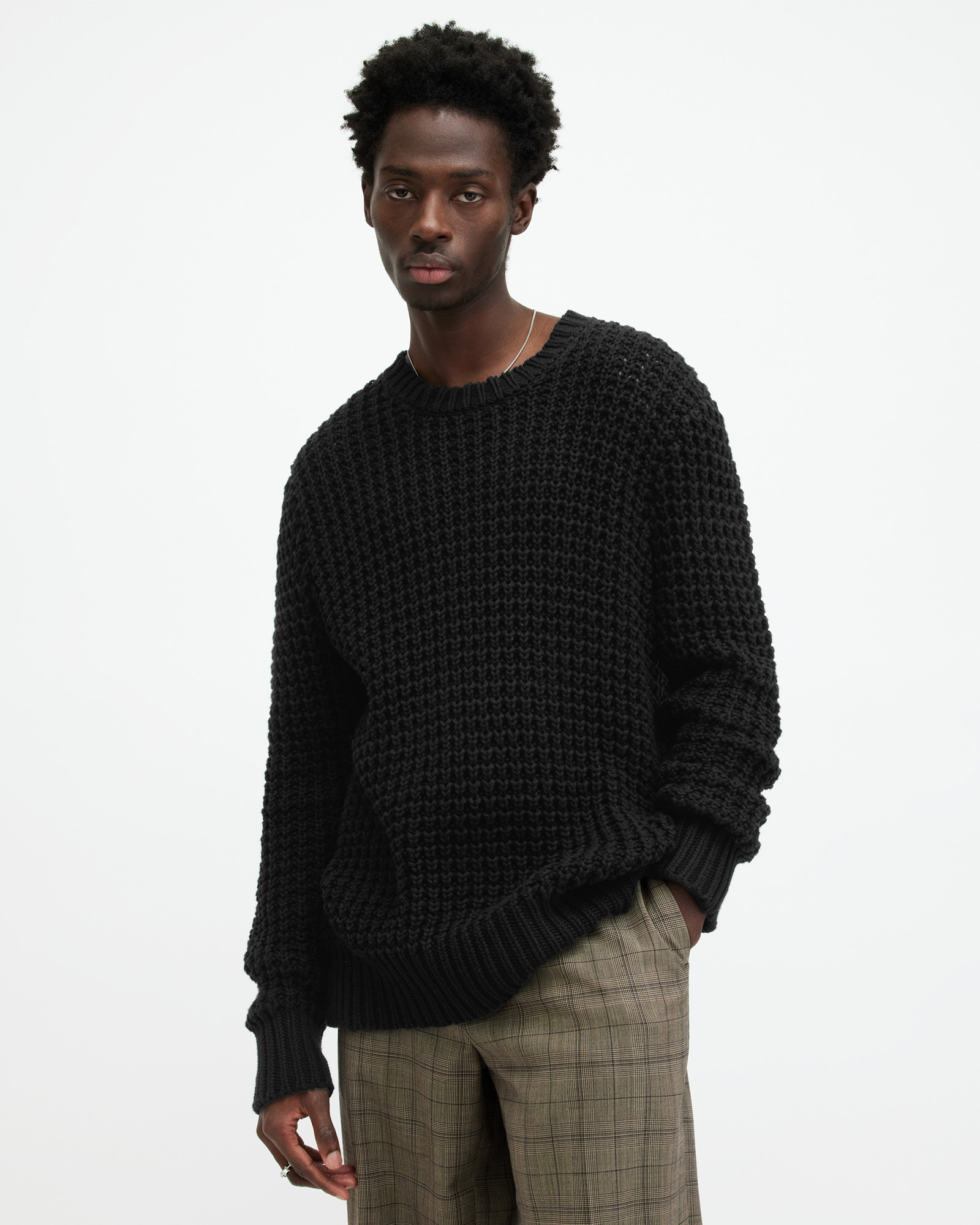 Lucky Brand Men's Crew Neck Pullover Cross Marl Stitch Sweater