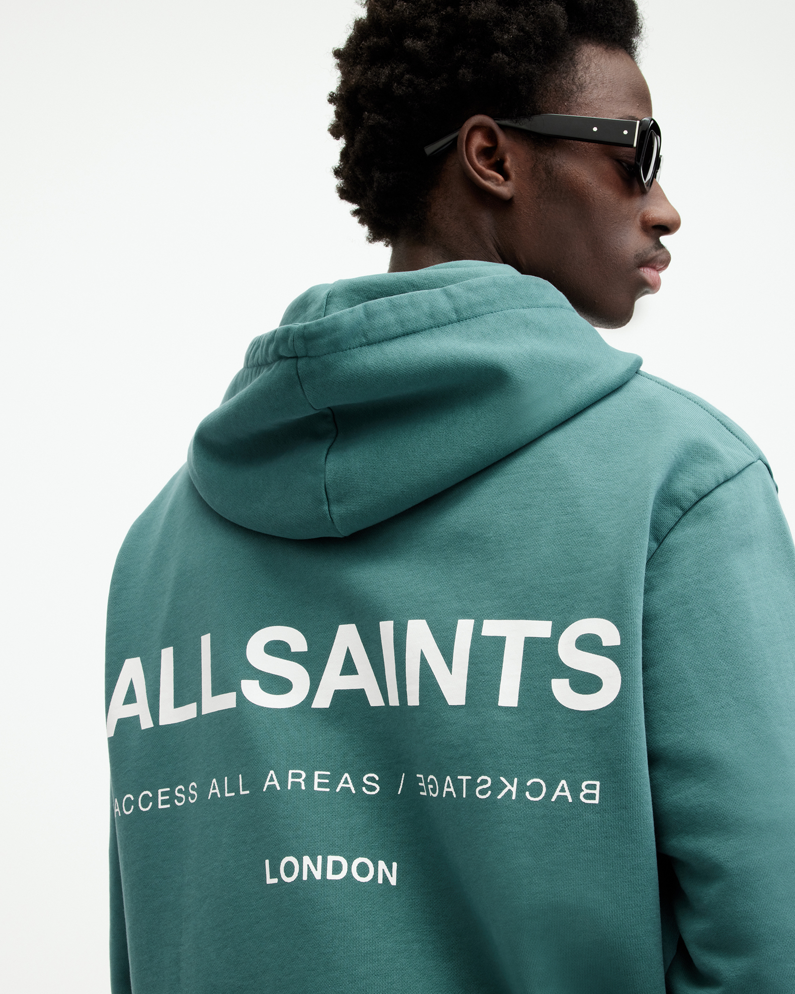 AllSaints Access Relaxed Fit Logo Hoodie,, Size: