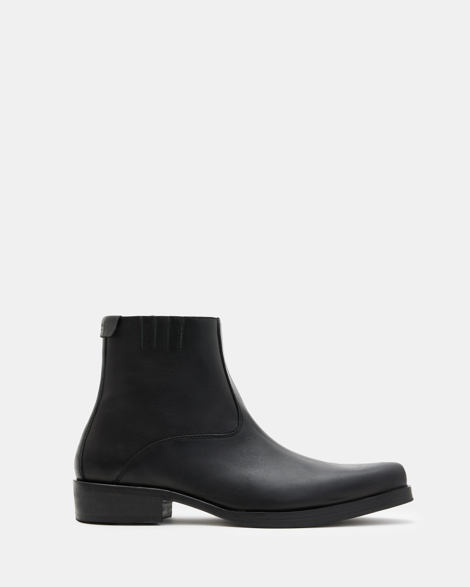 AllSaints Booker Leather Zip Up Boots,, Black, Size: UK