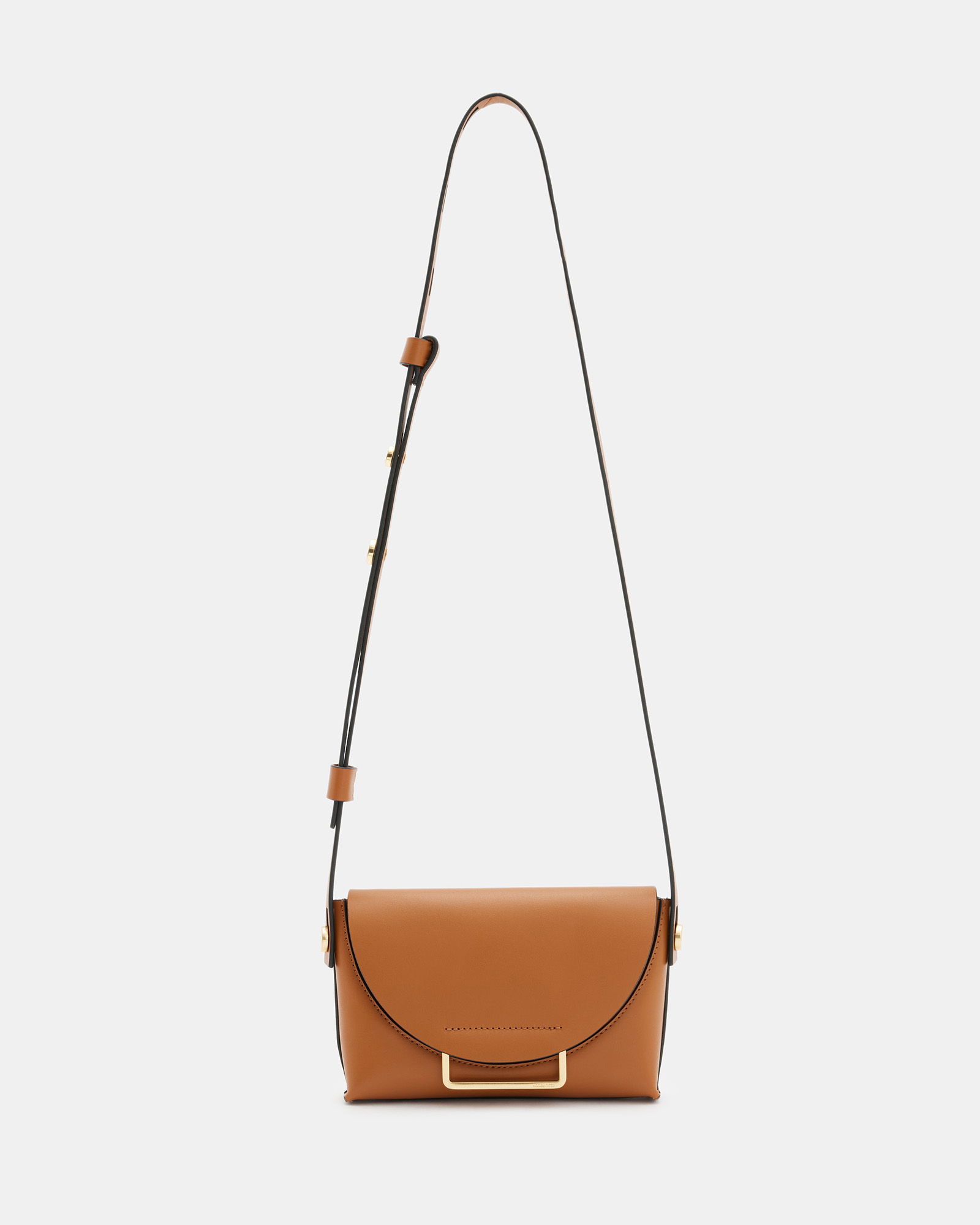 Allsaints Francine Leather Crossbody Bag In Desert Tan