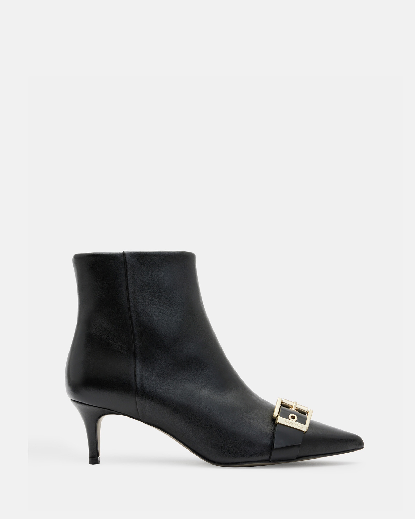 AllSaints Rebecca Pointed Toe Leather Buckle Boots