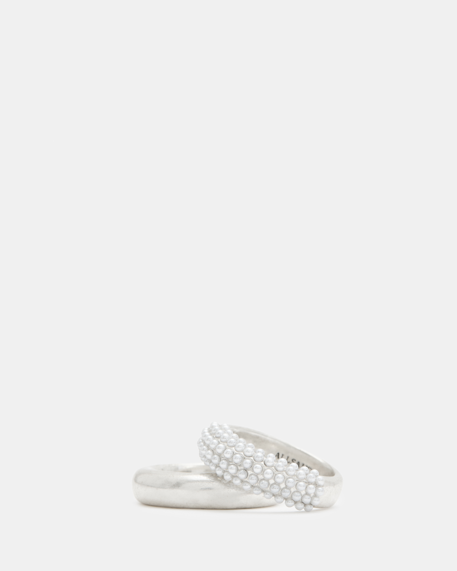 Cydney Pearl Embellished Ring Set WARM SILVER/WHITE | ALLSAINTS Canada