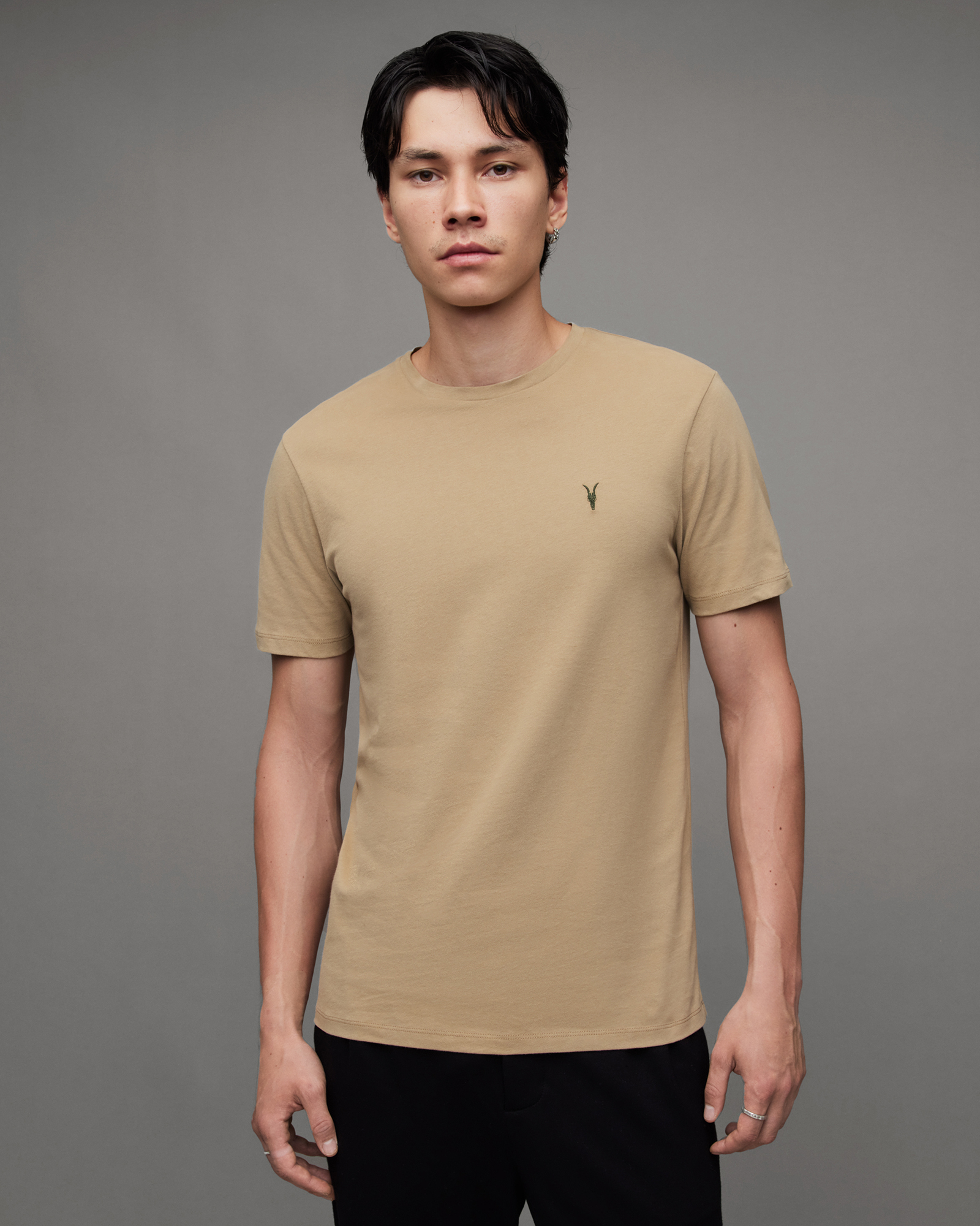 Brace Brushed Cotton Contrast T-Shirt SEA CLAY GREEN | ALLSAINTS