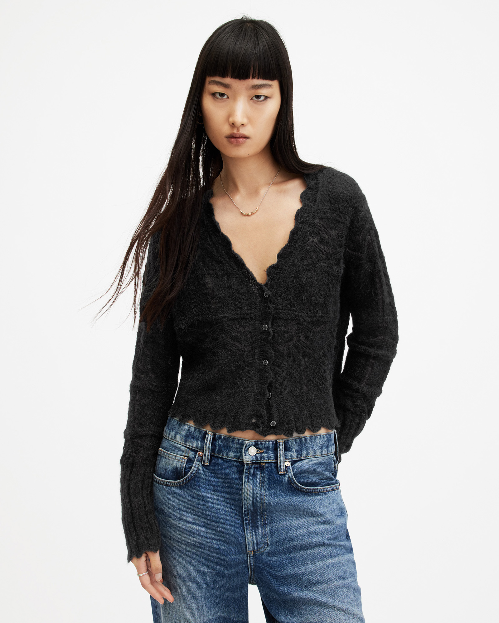 Harley Waterfall Open Front Cardigan Black