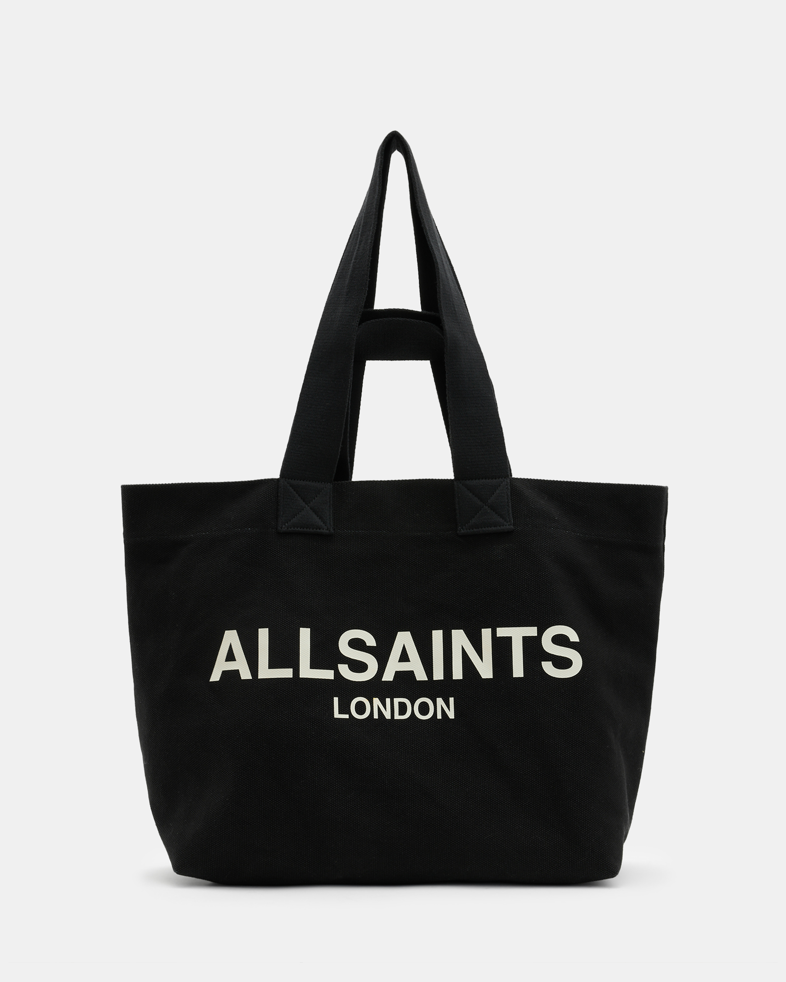 AllSaints Ali Logo Canvas Tote Bag,, Black/White, Size: One Size