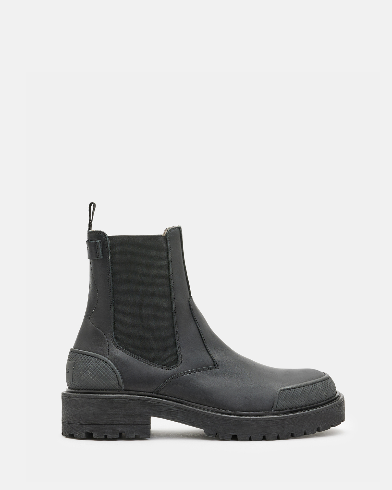 AllSaints Nidd Leather Round Toe Ankle Boots,, Black, Size: UK