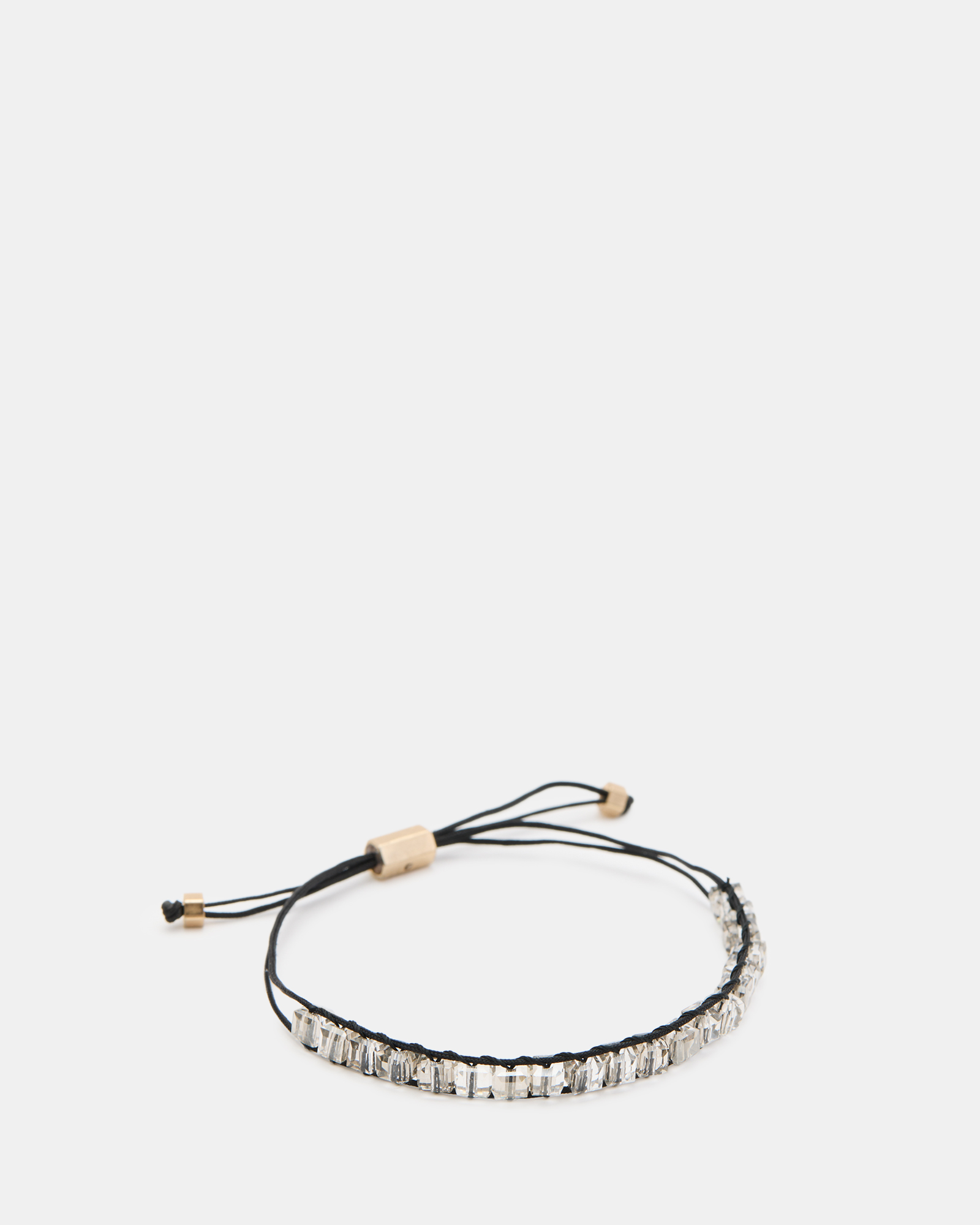 AllSaints Briana Adjustable Beaded Bracelet,, GREY/BLK/WRM BRASS, Size: One Size
