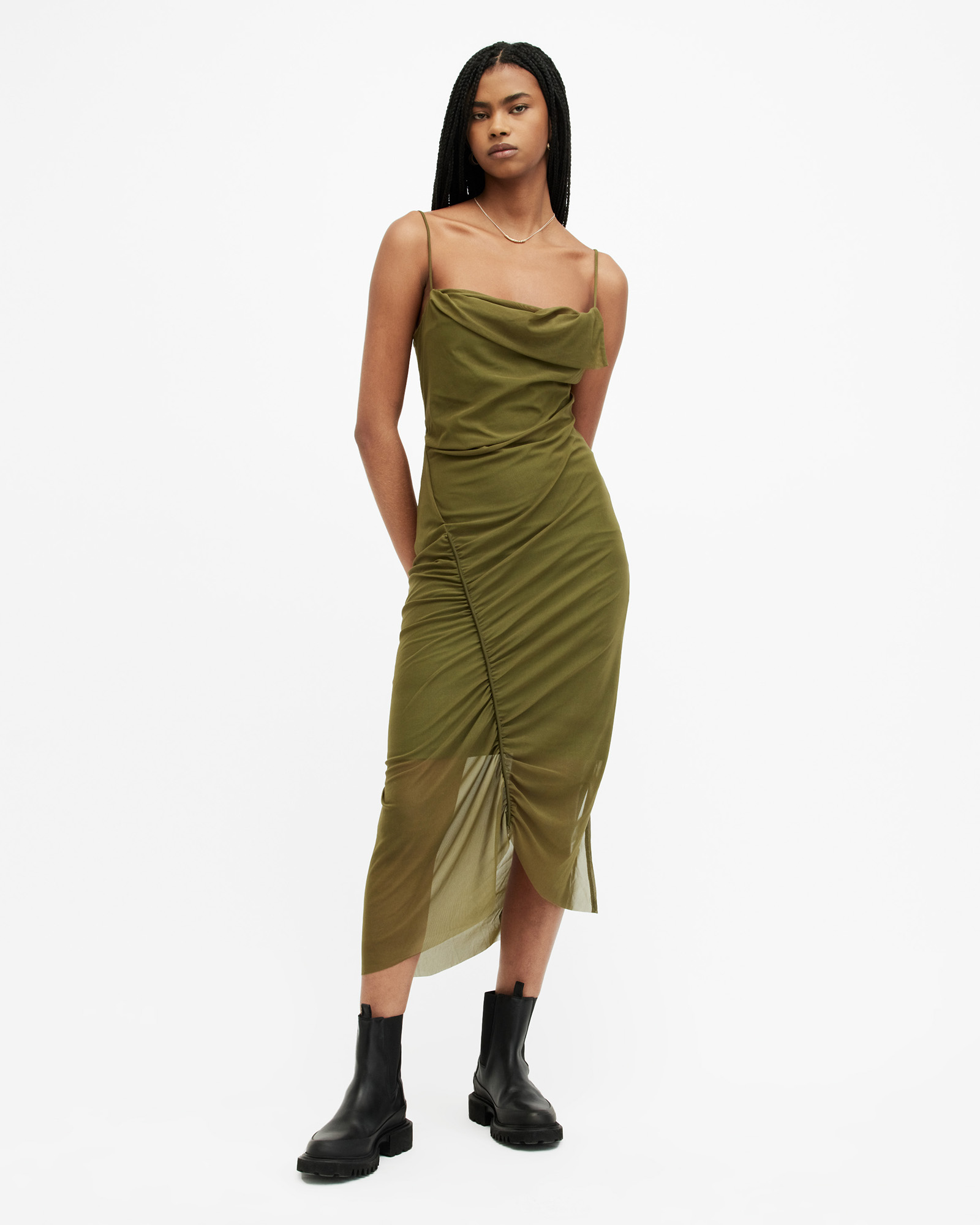 The Carbondale Ribbed Midi Dress in Olive – Piper & Scoot