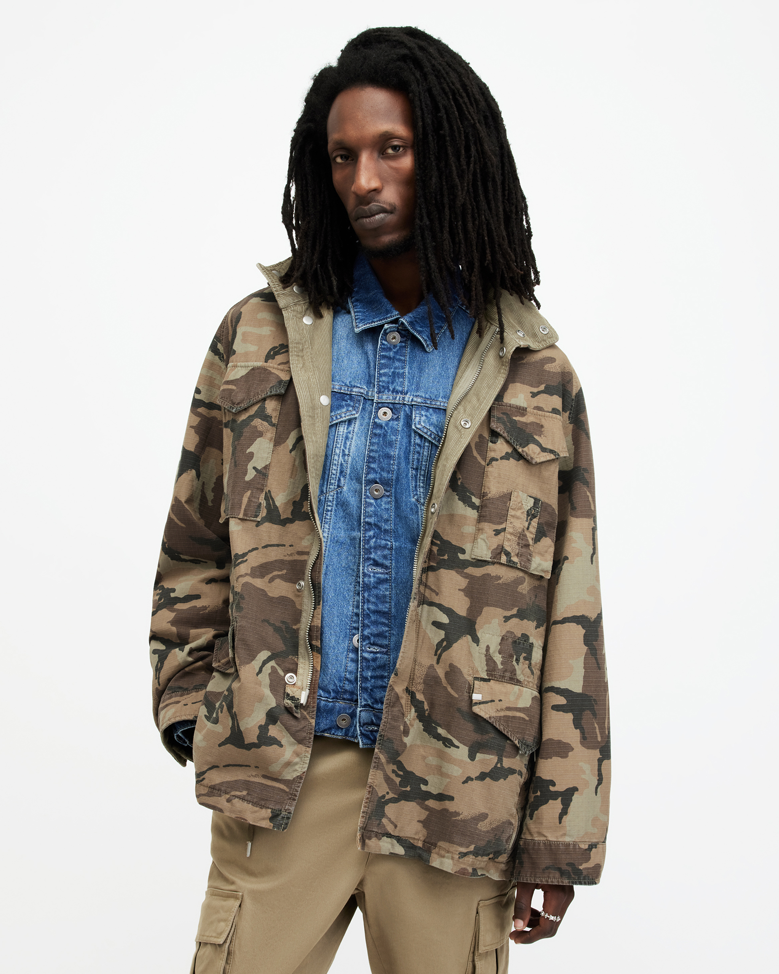 AllSaints Remo Relaxed Fit Camouflage Jacket,, Brown