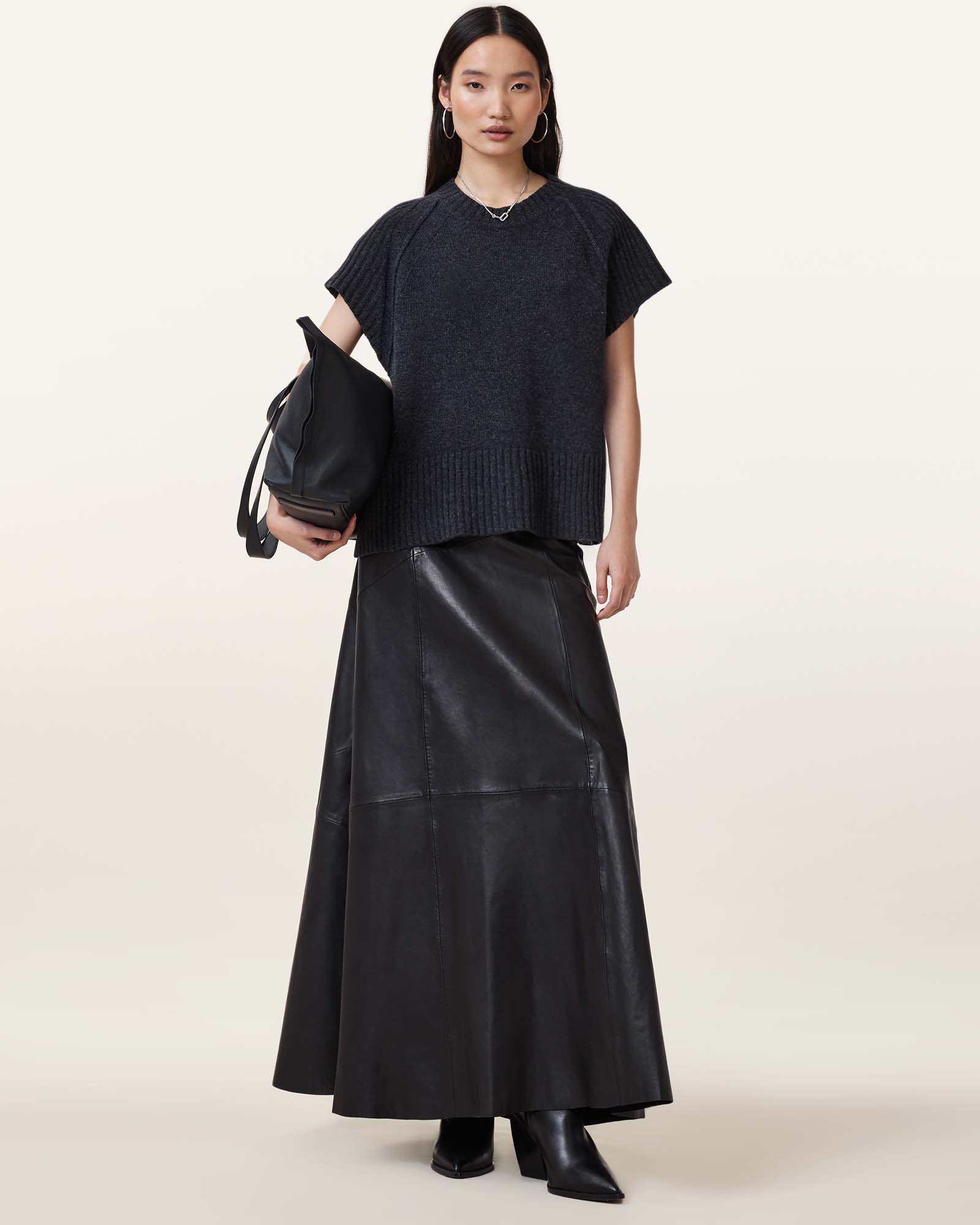 ALLSAINTS ALLSAINTS GIANA LEATHER MAXI SKIRT