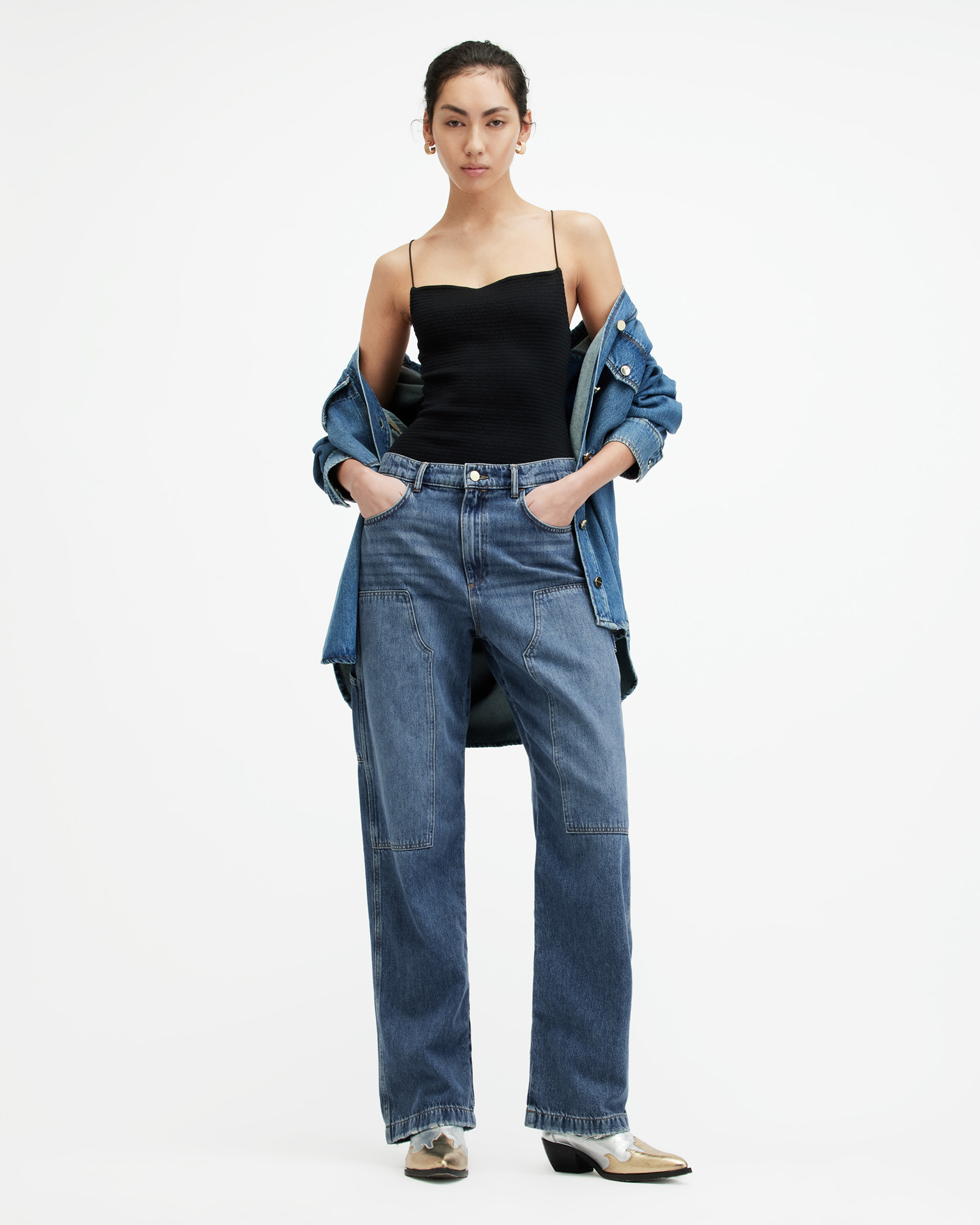 AllSaints Mia Carpenter Wide Leg Denim Jeans