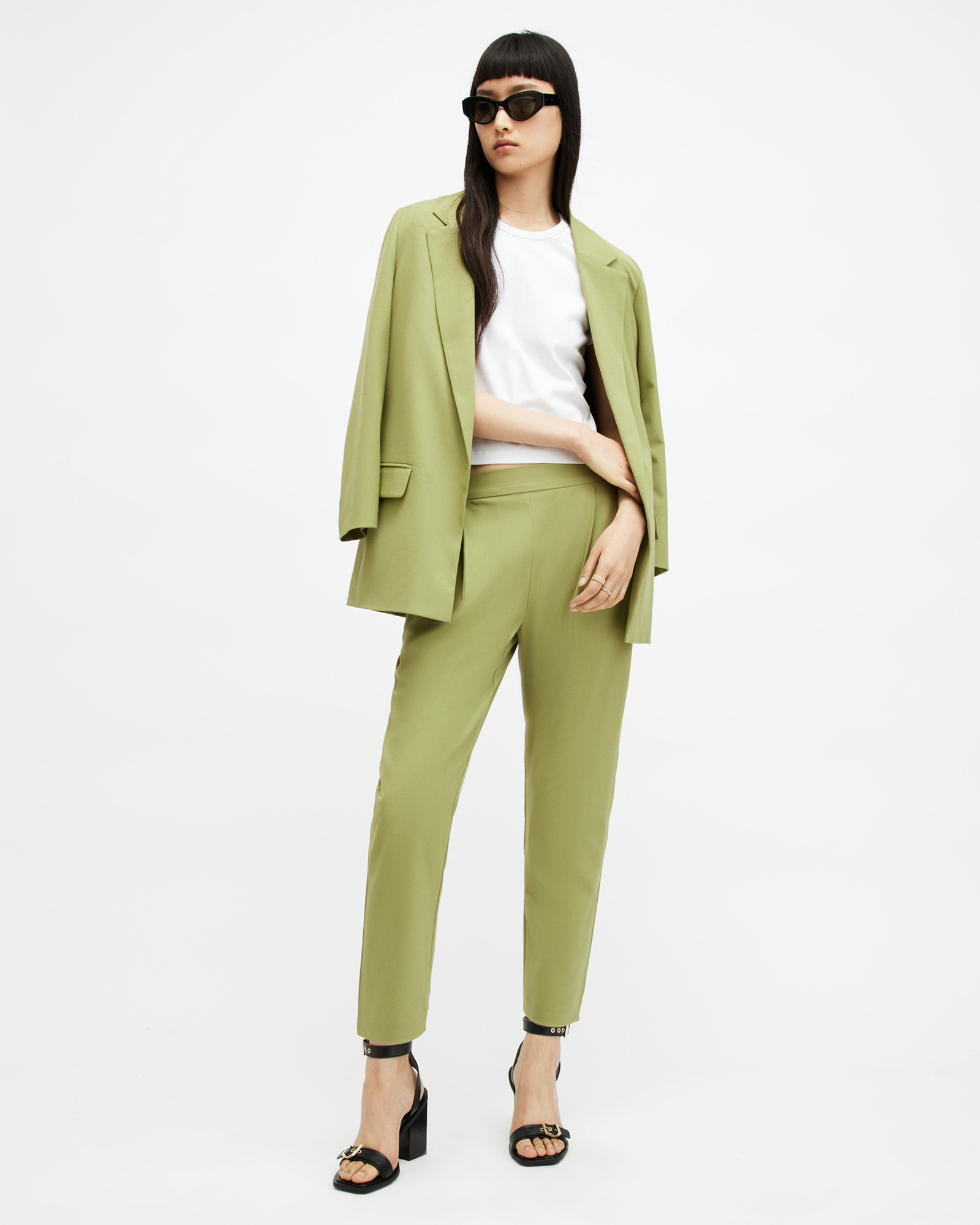Aleida Lightweight Tri Trousers Olive Green | ALLSAINTS Canada