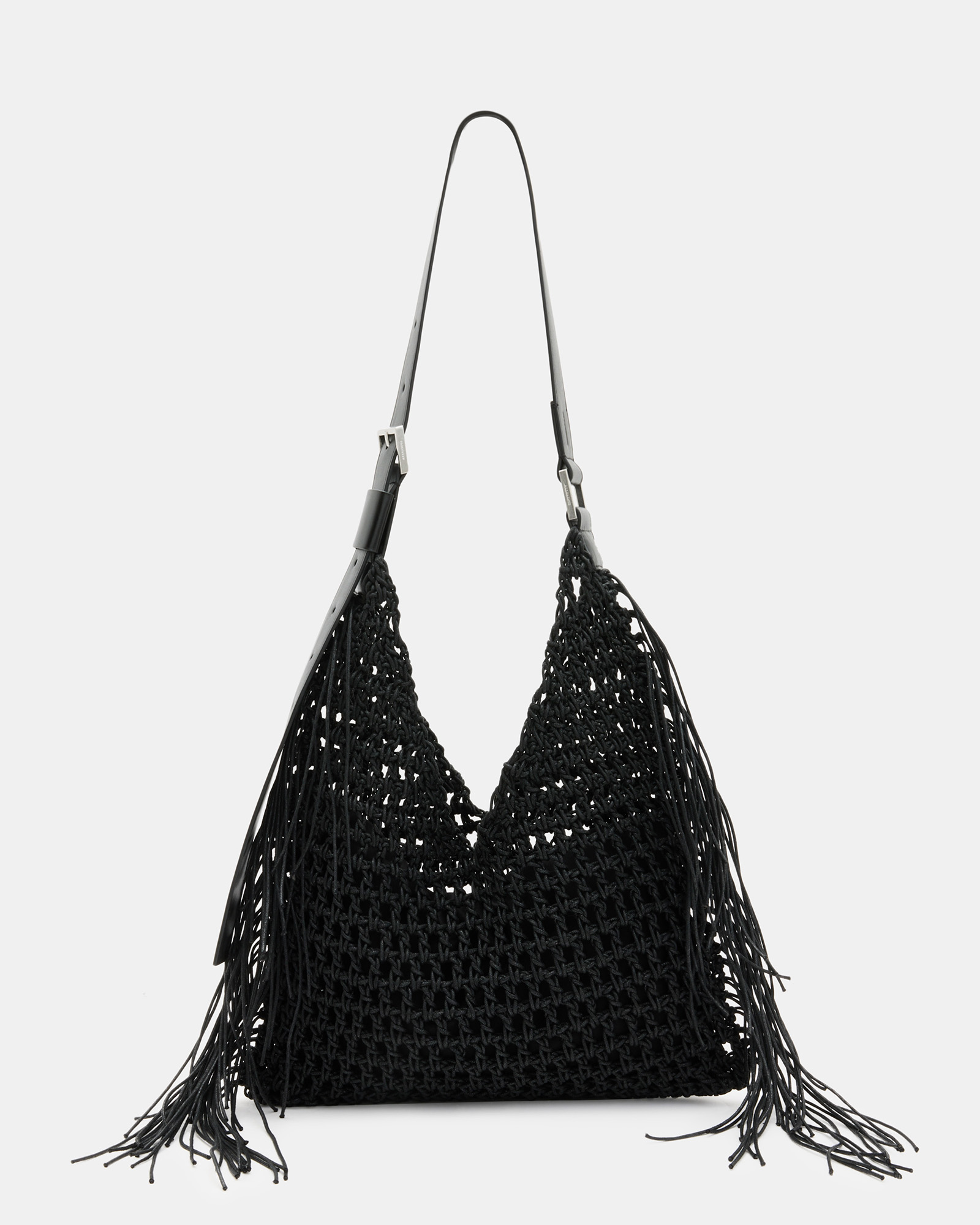 AllSaints Sabine Crochet Shoulder Bag,, Black, Size: One Size