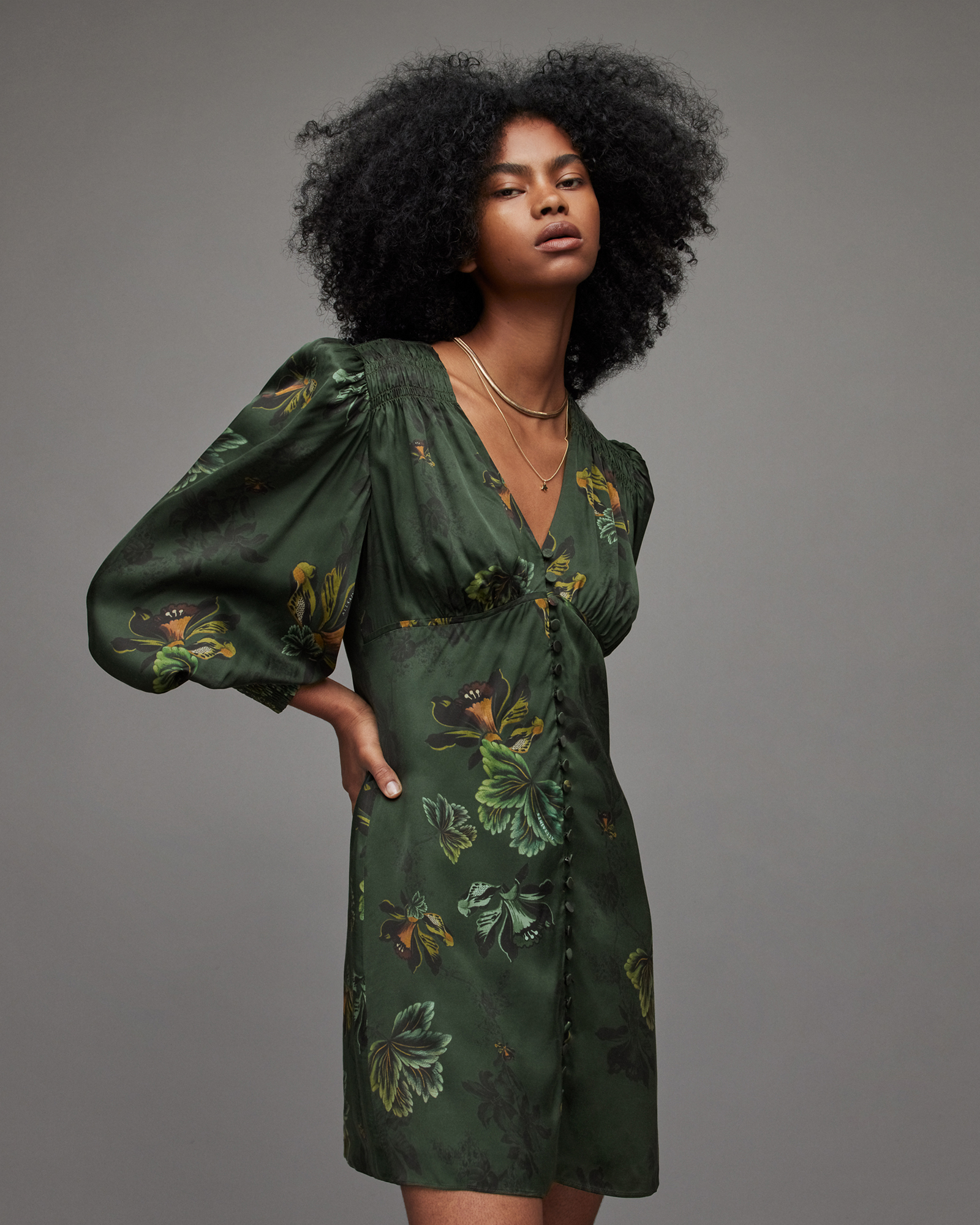 Auden Lilly Mini Dress Forest Green | ALLSAINTS
