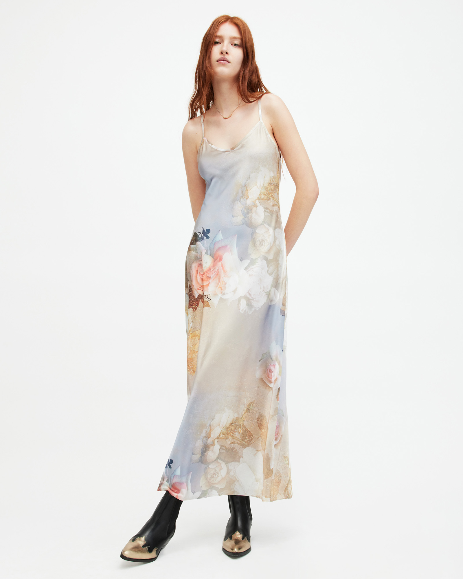 Bryony Rosalia Floral Midi Slip Dress SUNRISE BLUE | ALLSAINTS