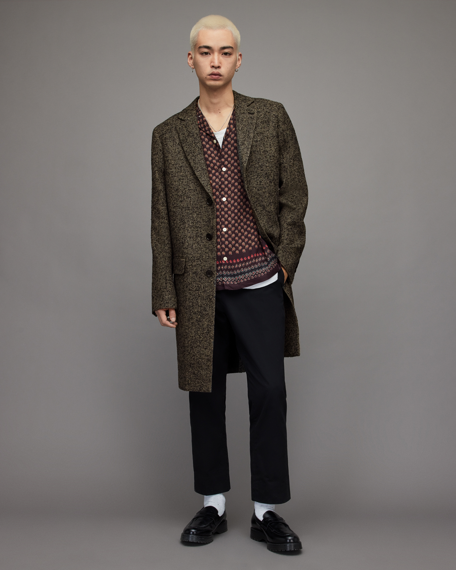 Milligan Tailored Herringbone Coat HERRINGBONE BROWN | ALLSAINTS