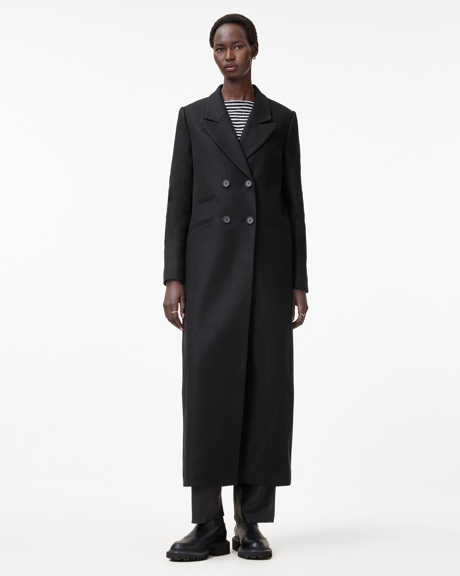 Ellen Double Breasted Coat Black | ALLSAINTS