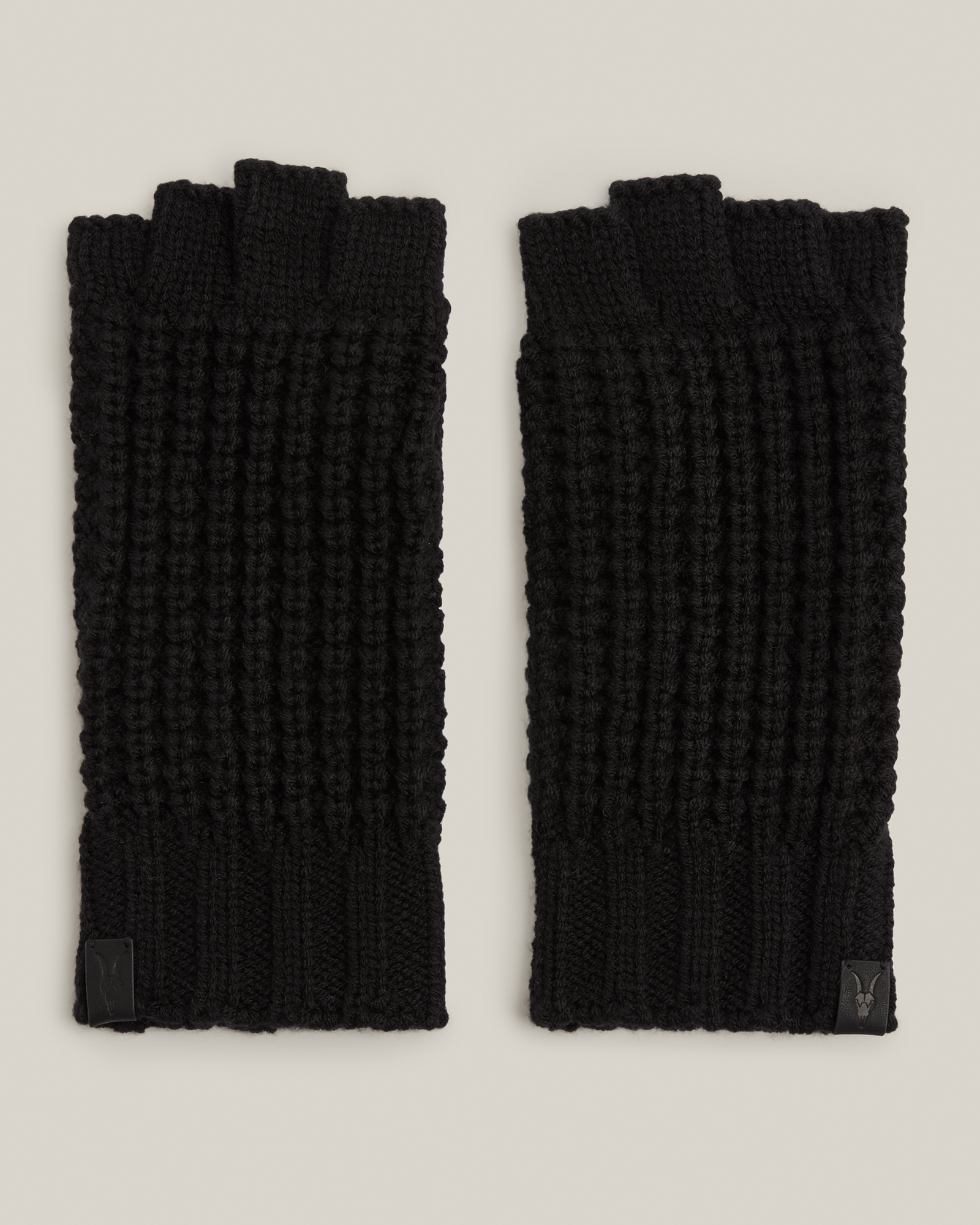 AllSaints Men's Knitted Nevada Fingerless Gloves, Black