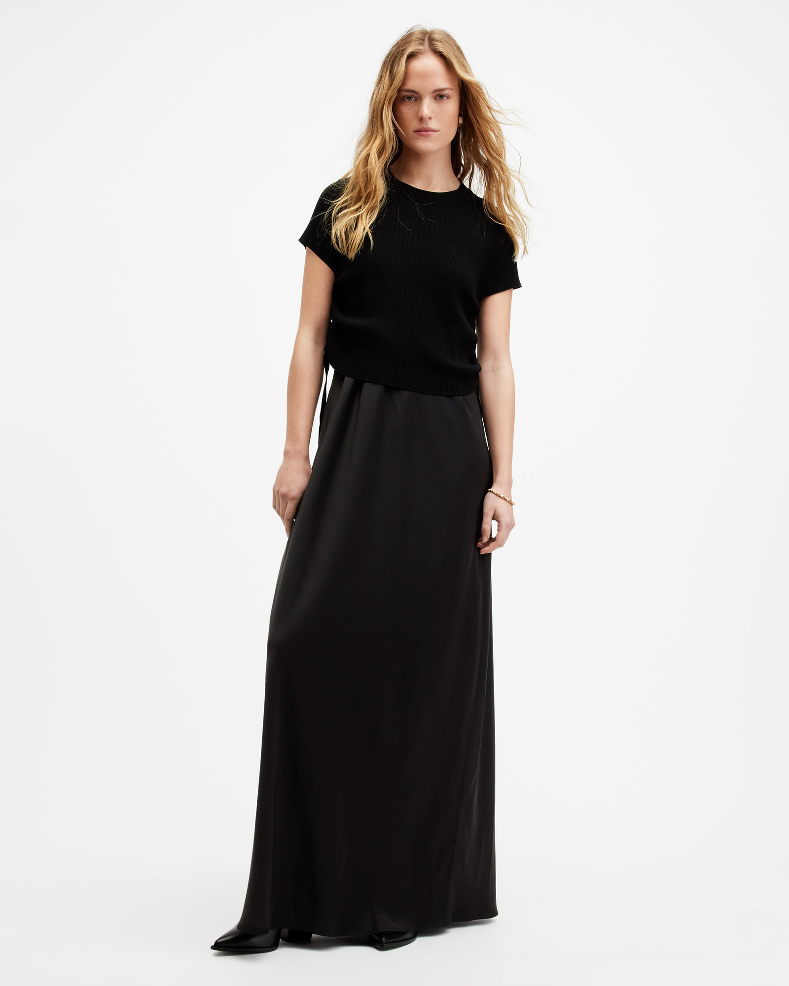 AllSaints Hayes 2-In-1 Maxi Dress,, Black, Size: