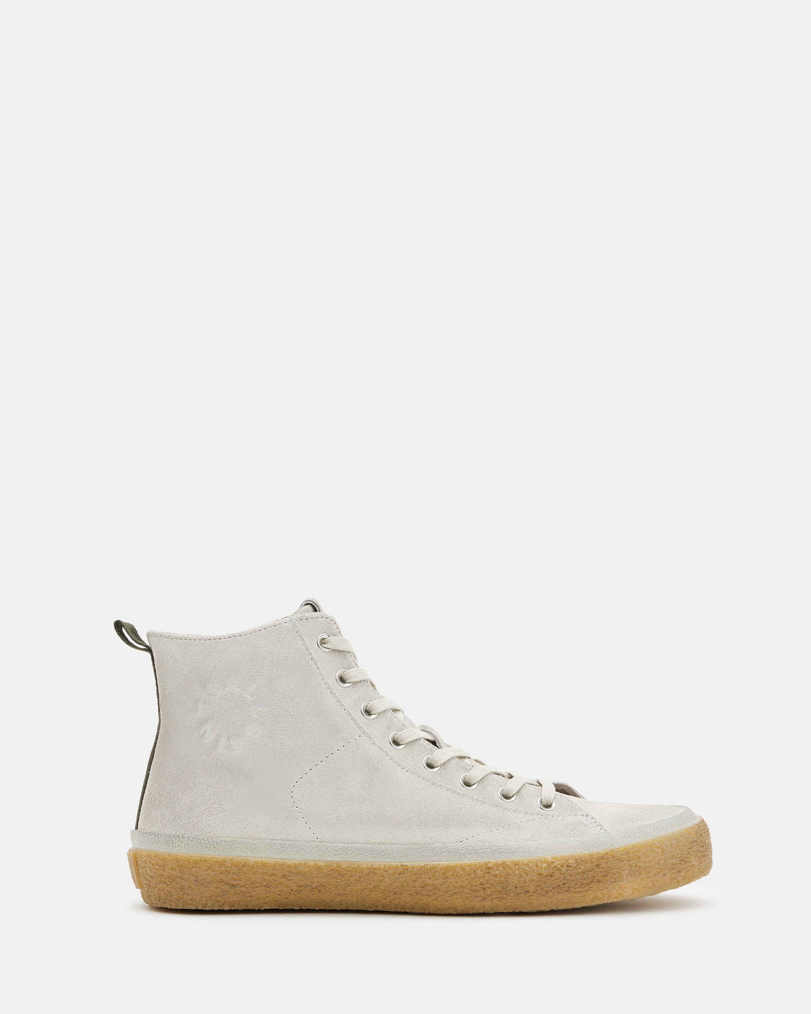 AllSaints Crister Logo Leather High Top Trainers,, Chalk White