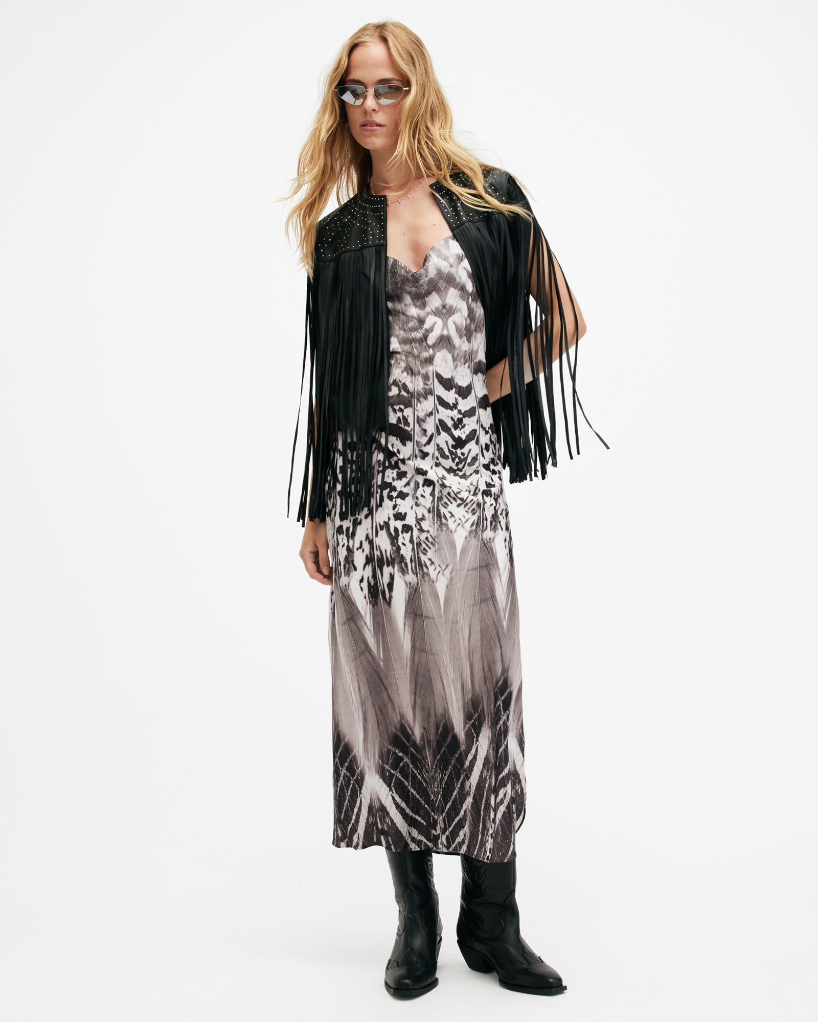 AllSaints Hadley Sierra Print Midi Slip Dress