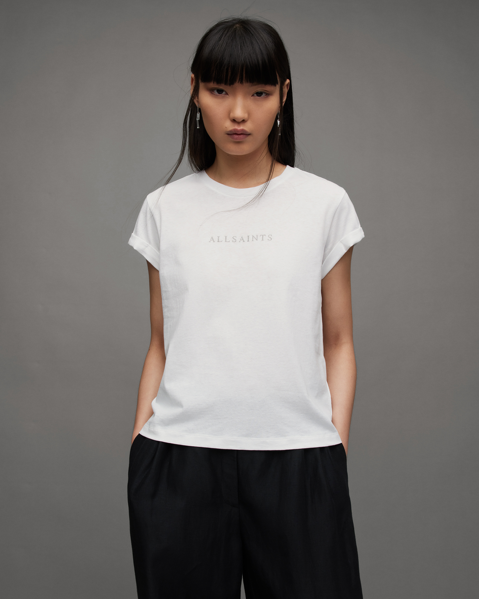 Anna Sparkle Logo Crew Neck T-Shirt Optic White | ALLSAINTS
