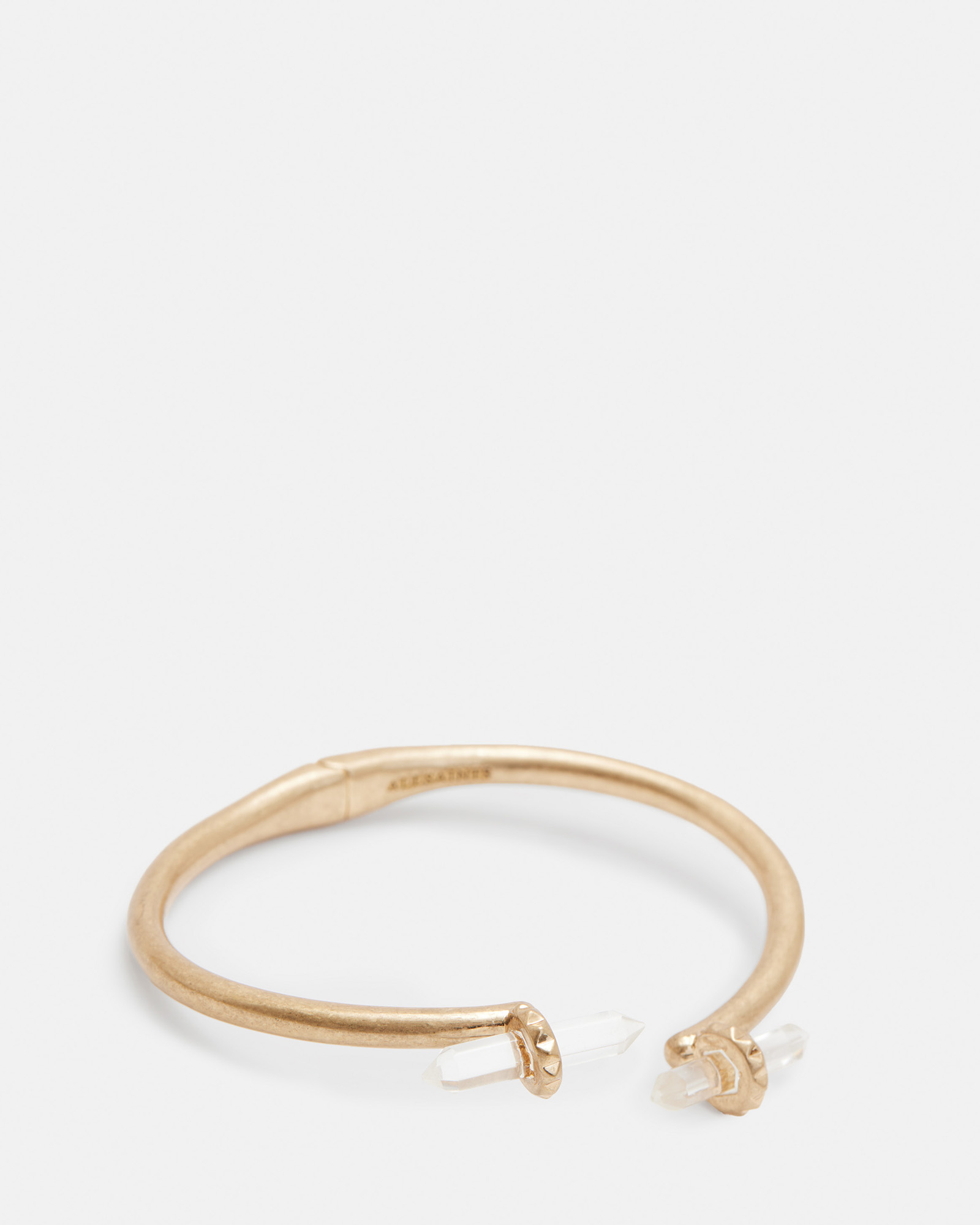 Allsaints Eryka Crystal Hinge Cuff Bracelet In Warm Brass/crystal