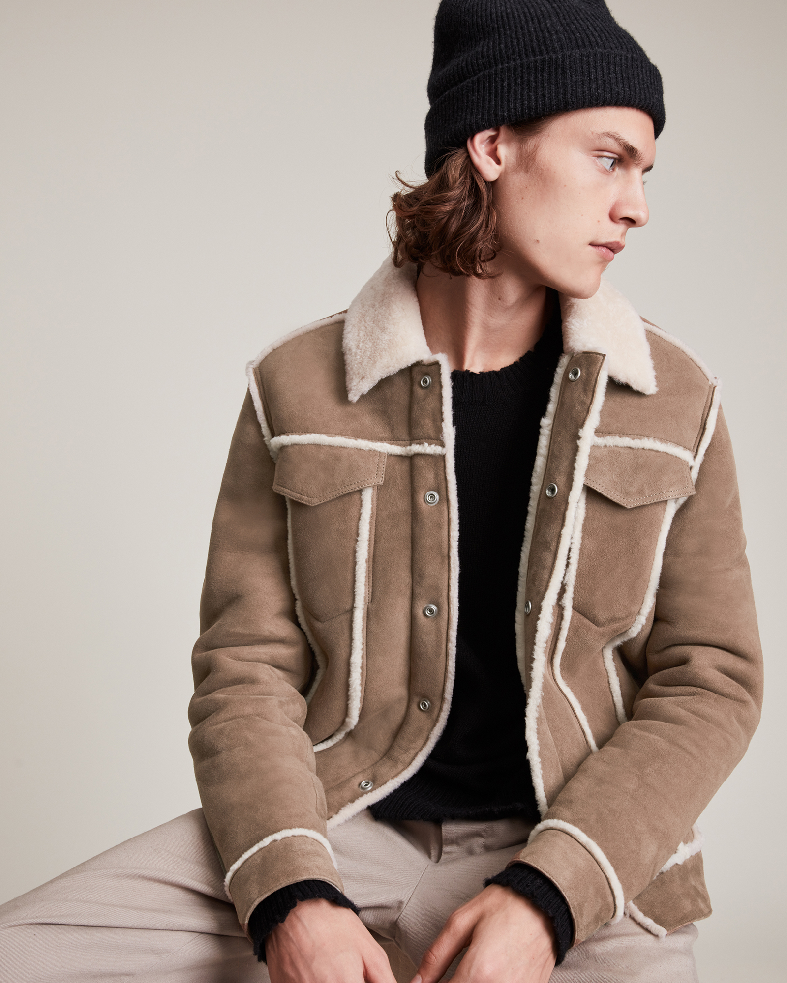 Allsaints Hayle Shearling Jacket In Brown | ModeSens