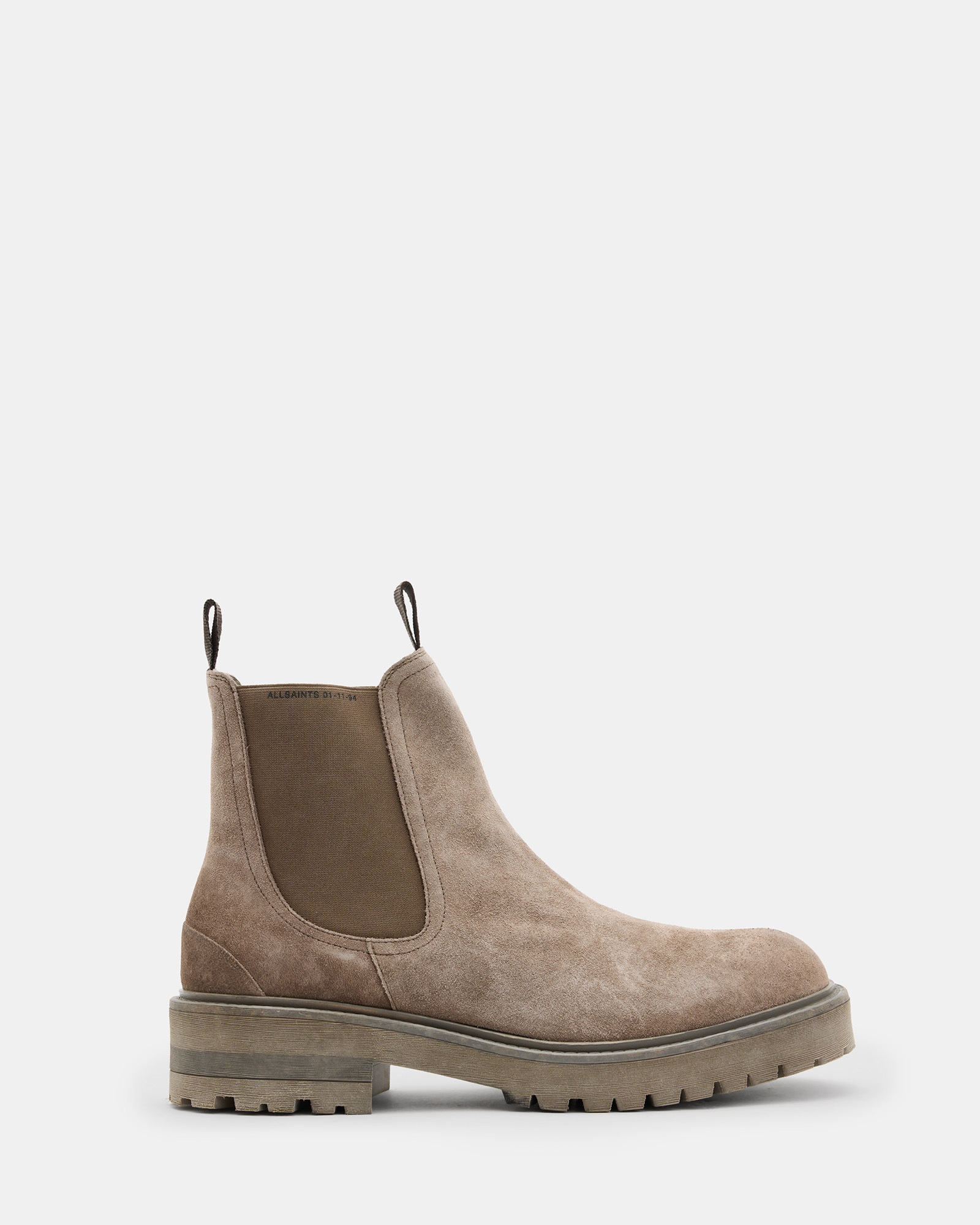 Shop Allsaints Driver Suede Chelsea Boots In Taupe