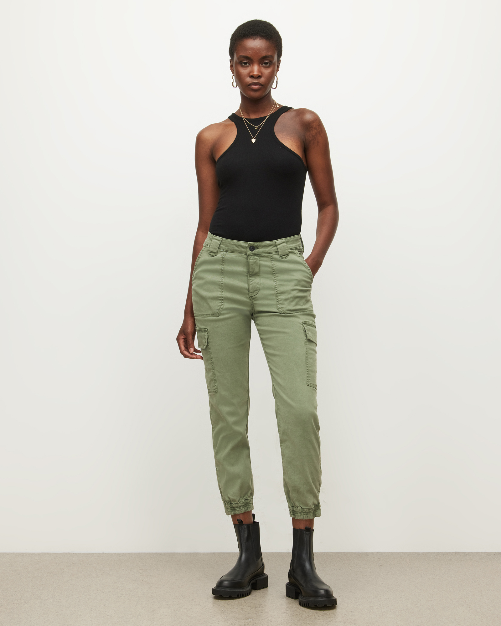 Nola High Rise Cargo Joggers Khaki Green Allsaints 8085