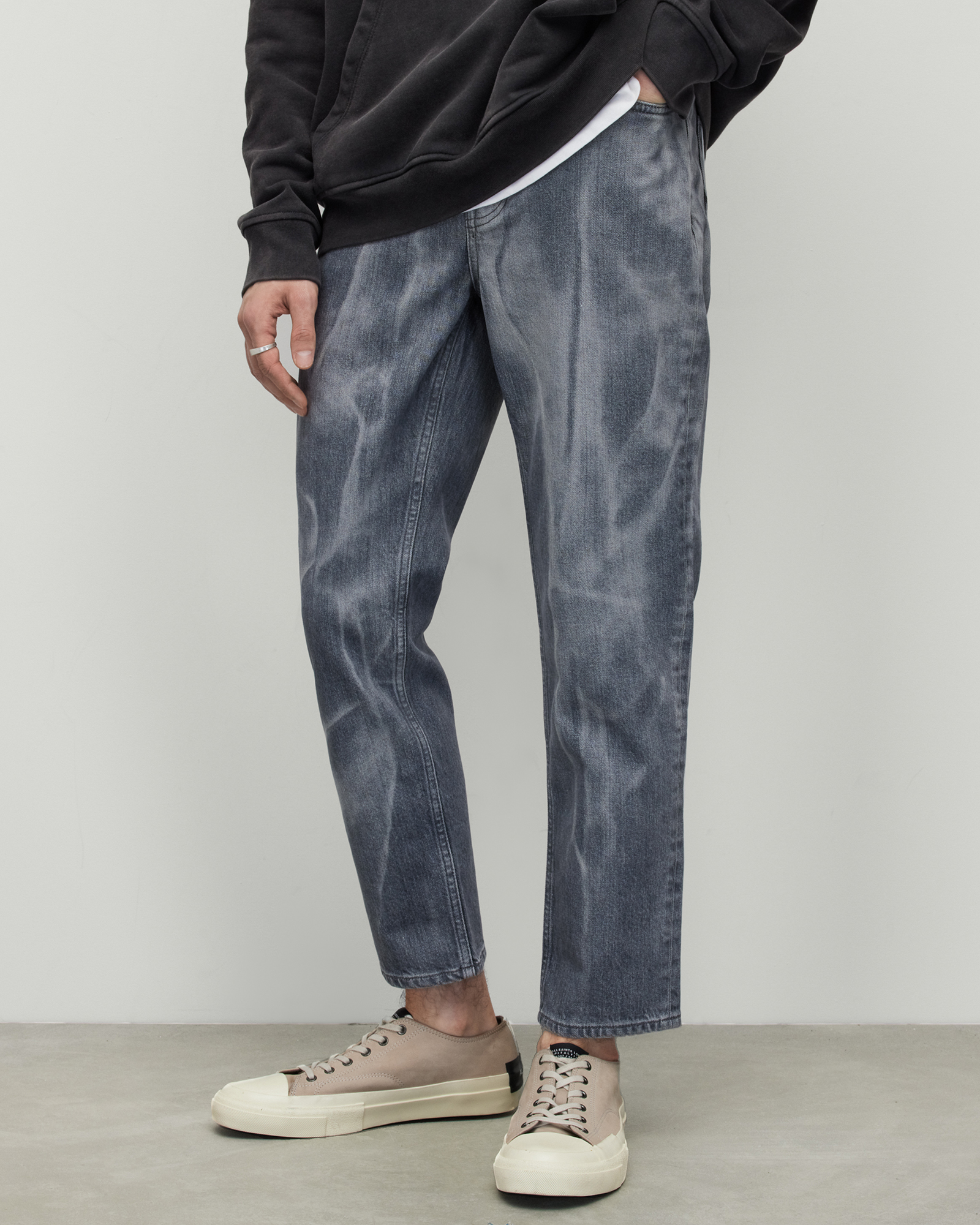 Allsaints Dean Slim Fit Cropped Denim Jeans In Marble Grey | ModeSens