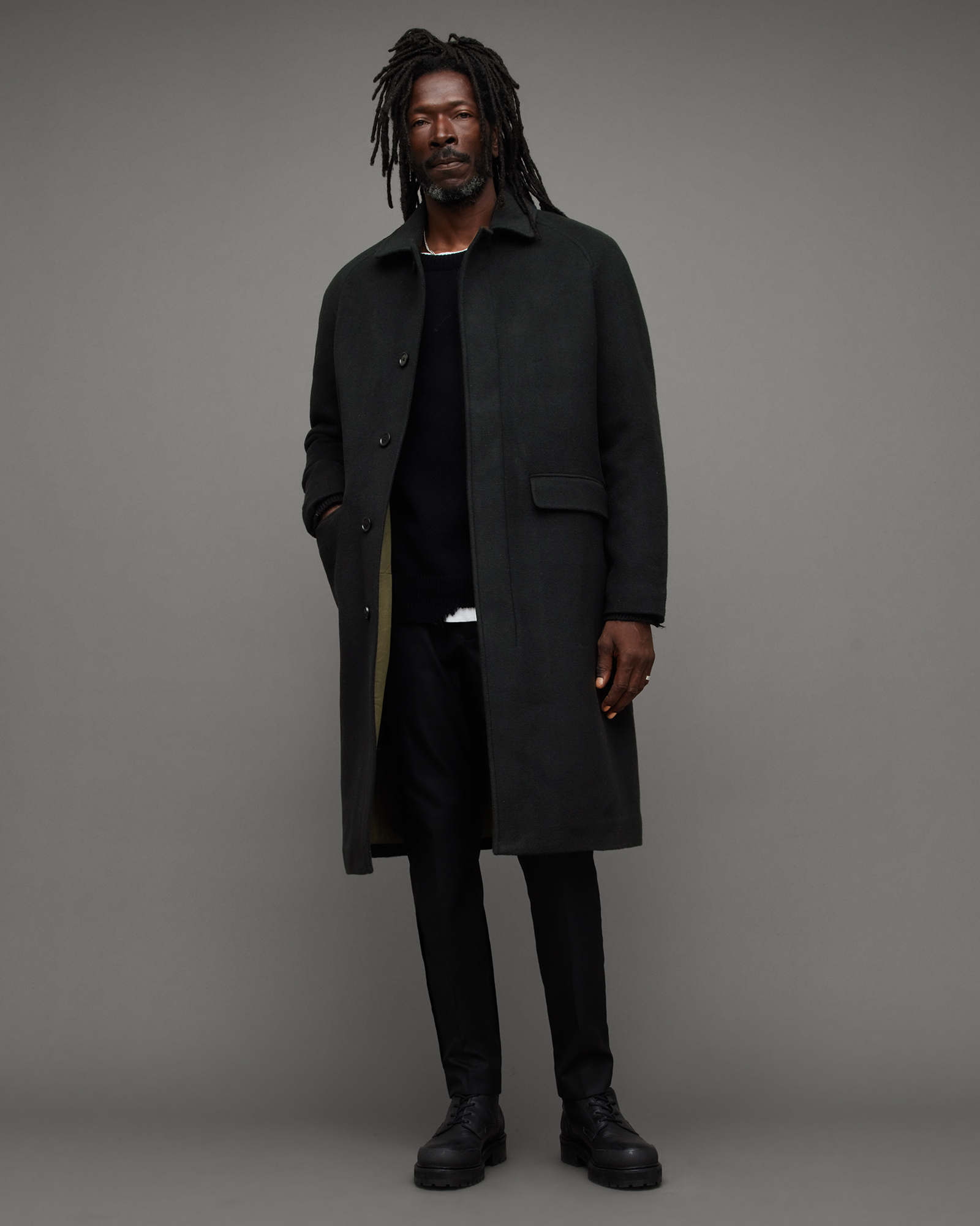 Somnus Single Breasted Relaxed Fit Coat Black | ALLSAINTS