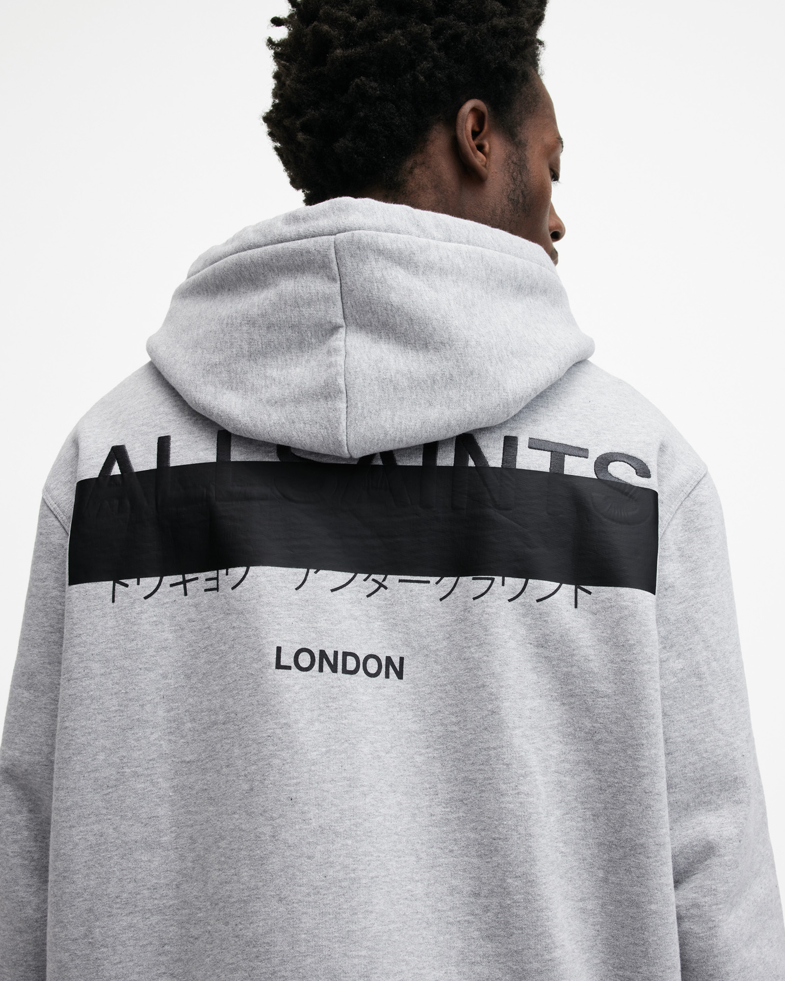 AllSaints Redact Pullover Embroidered Logo Hoodie