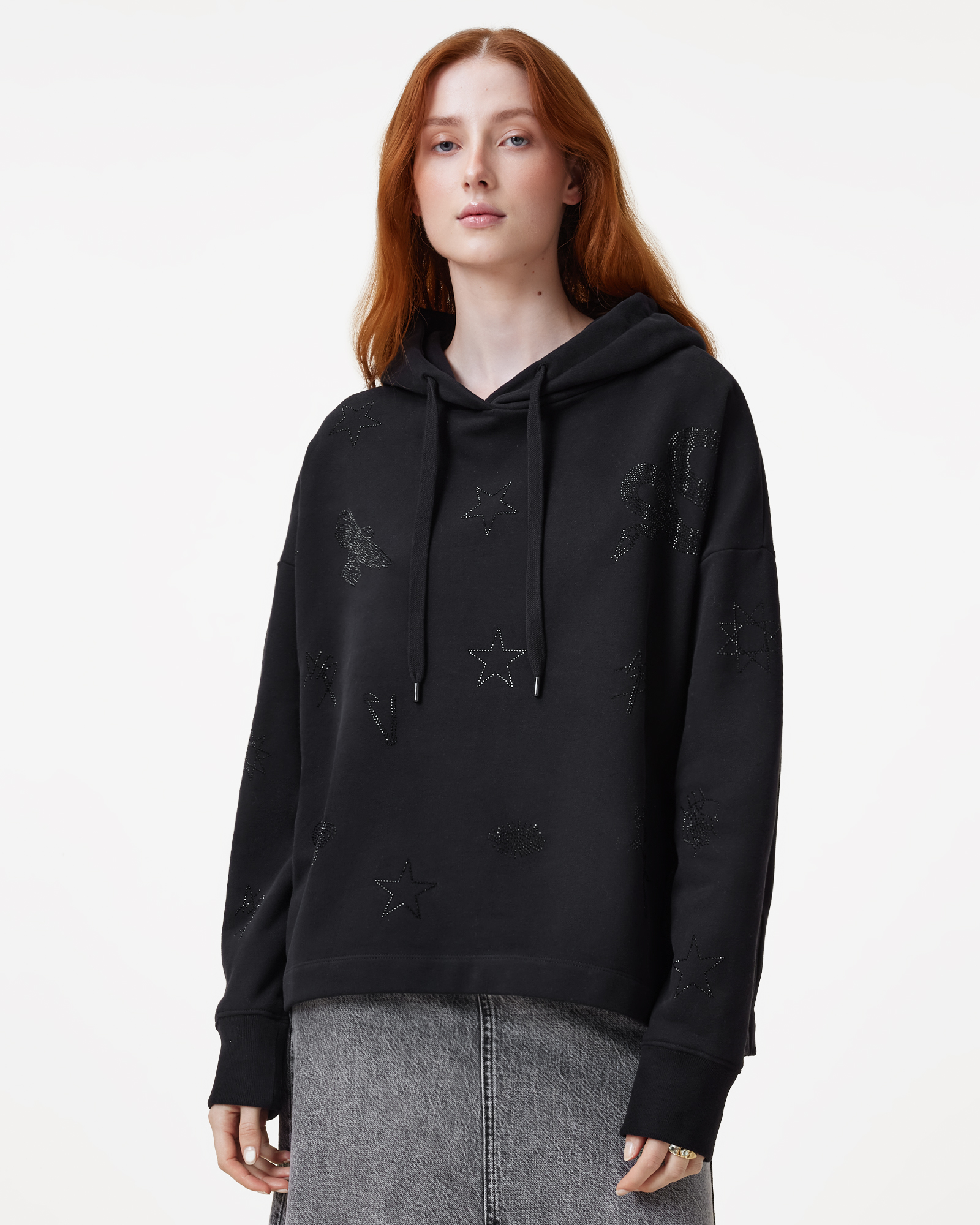 ALLSAINTS ALLSAINTS ETIE EMBELLISHED ROSE HOODIE 