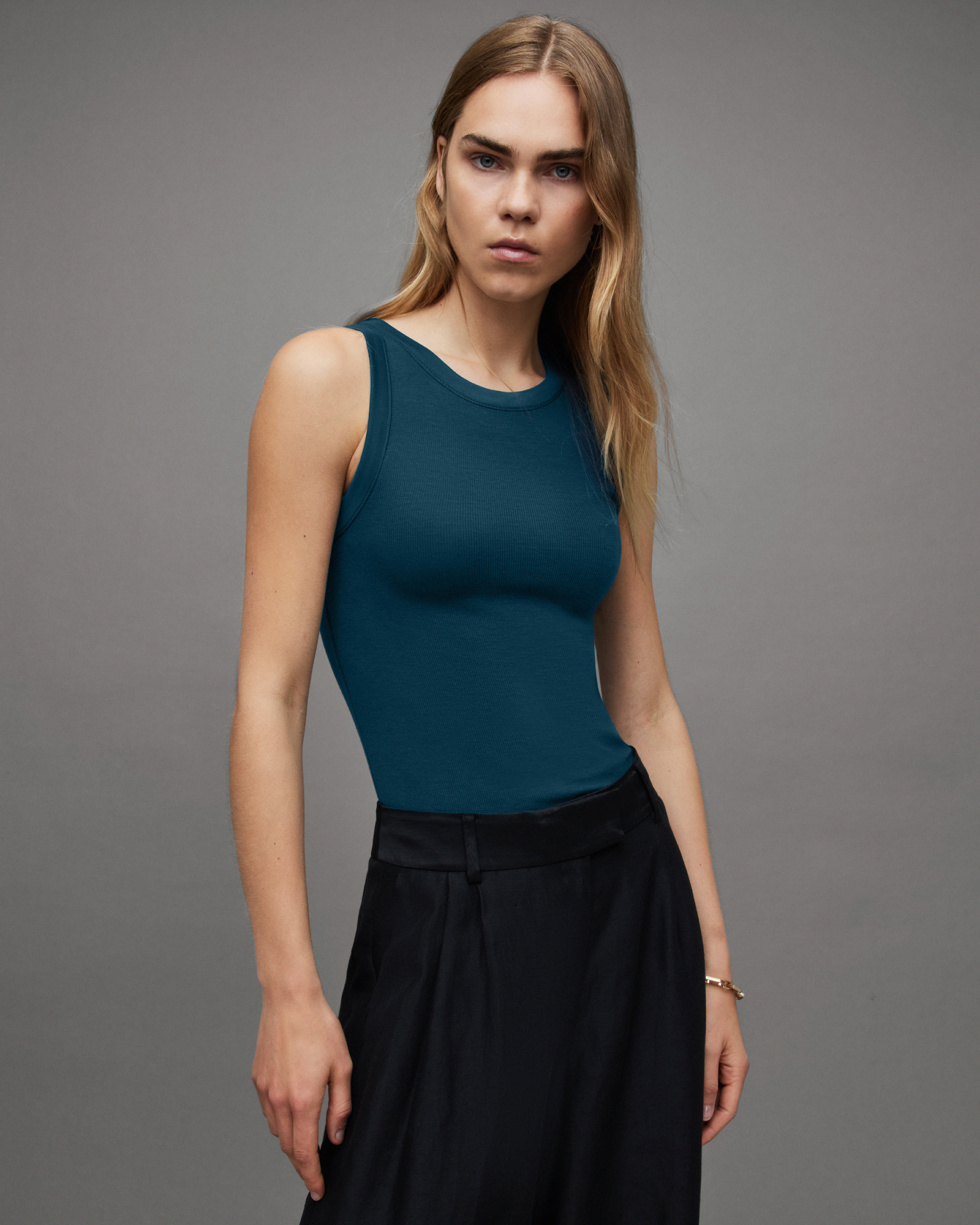 Rina Crew Neck Sleeveless Tank Top HARBOUR BLUE | ALLSAINTS