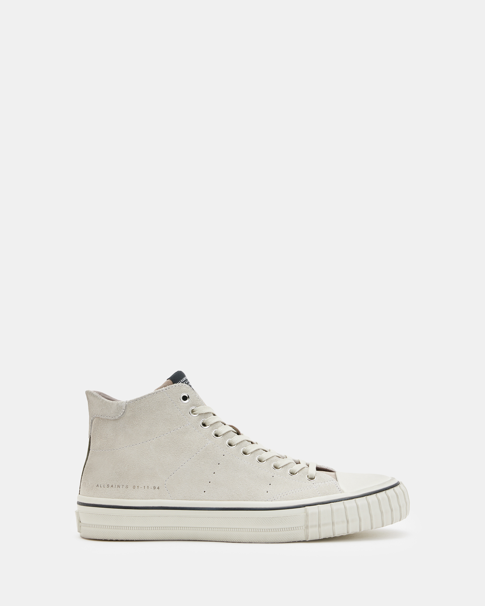 AllSaints Lewis Lace Up Suede High Top Trainers,, Chalk White