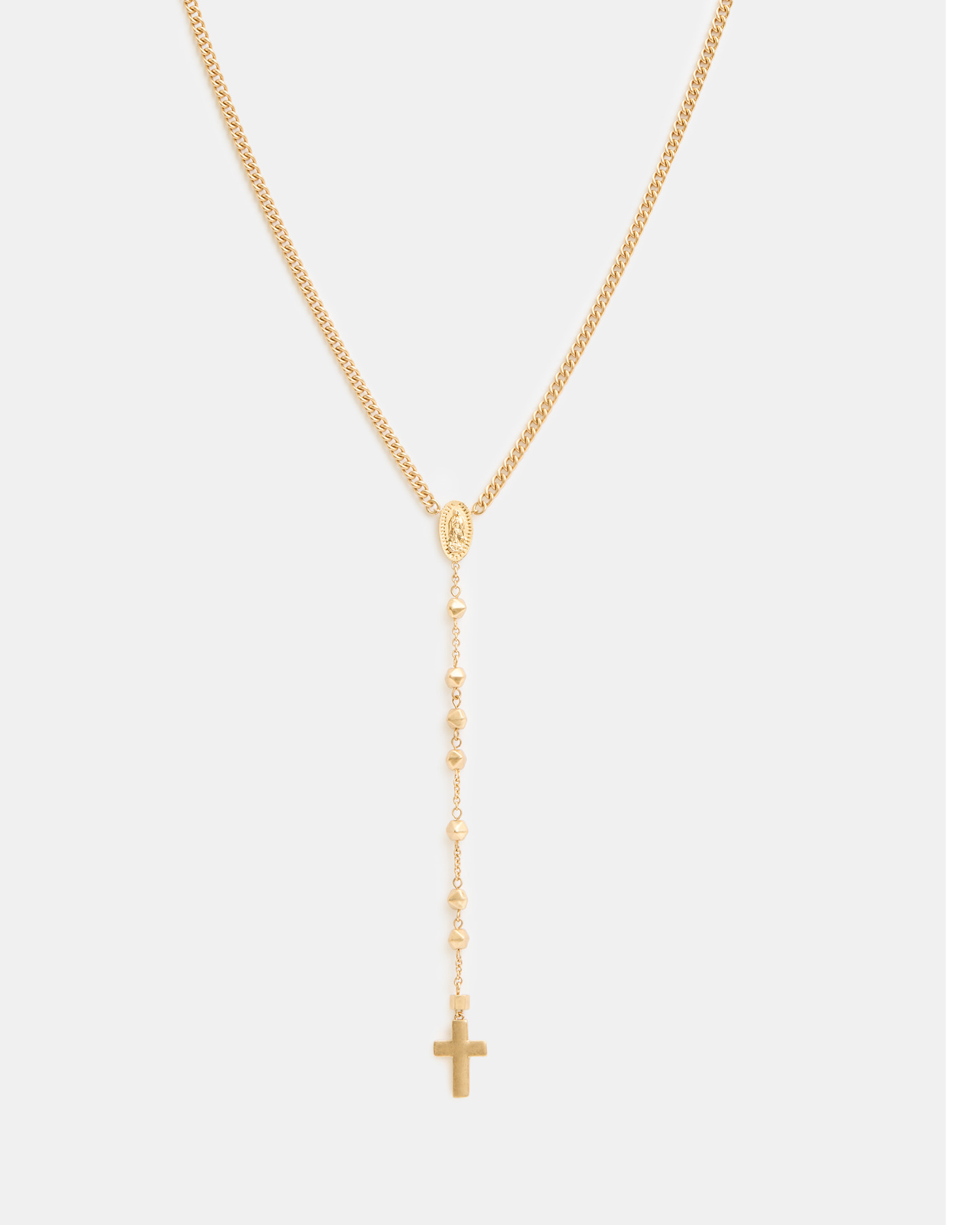 AllSaints Hallie Bead Cross Pendant Rosary Necklace